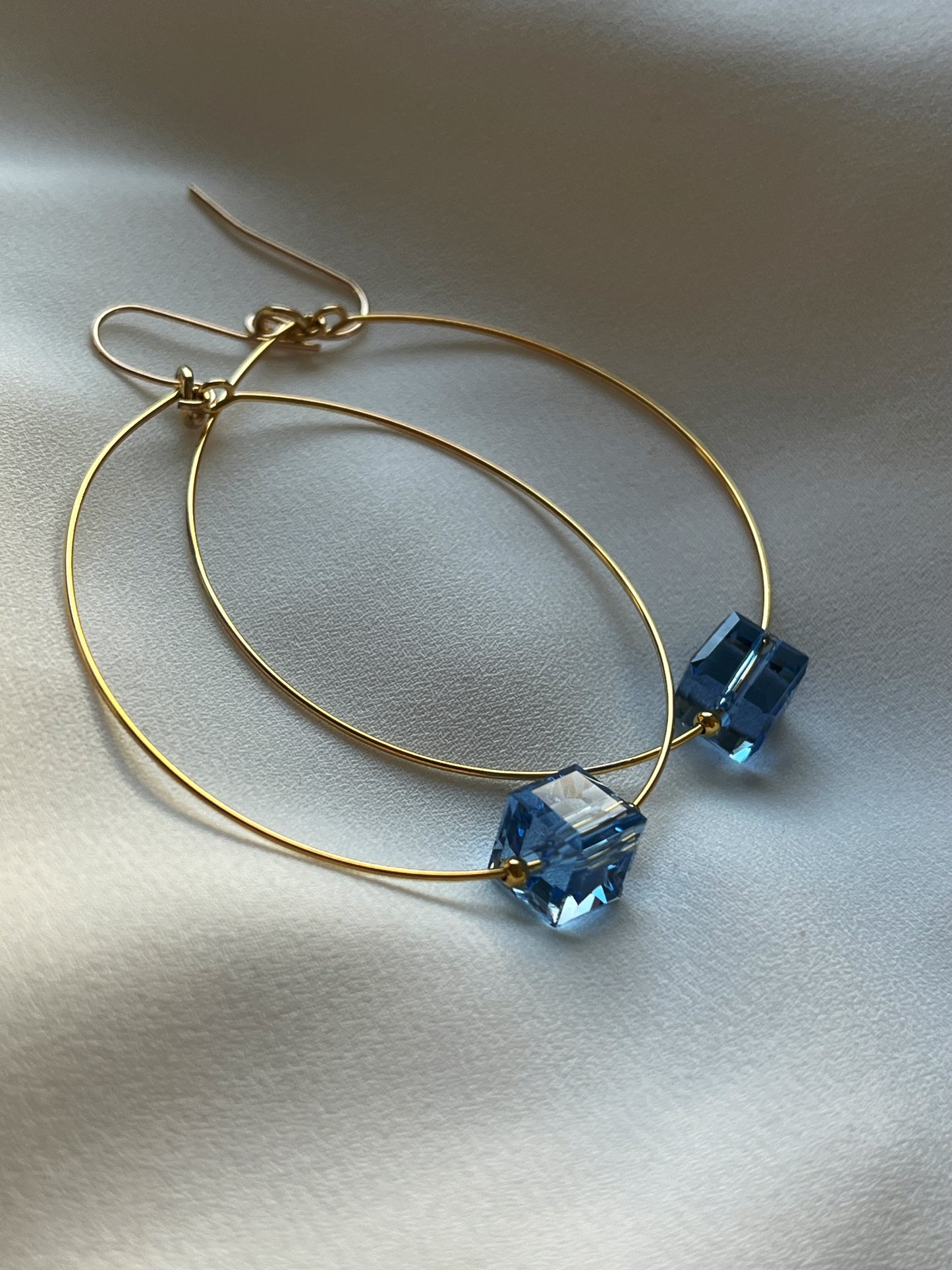 Glass Cube Gold Hoops - Kybalion Jewellery