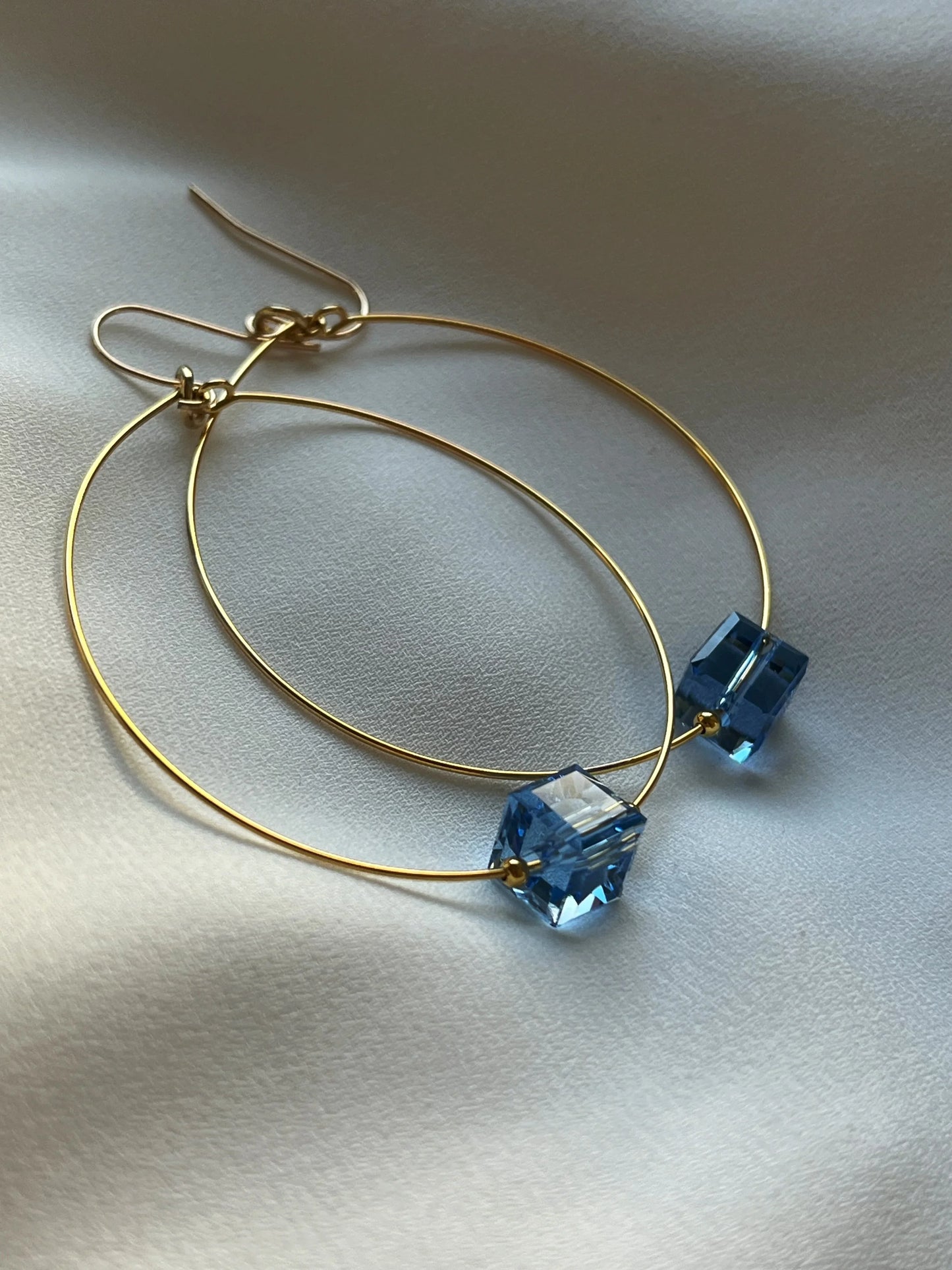 Glass Cube Gold Hoops - Kybalion Jewellery