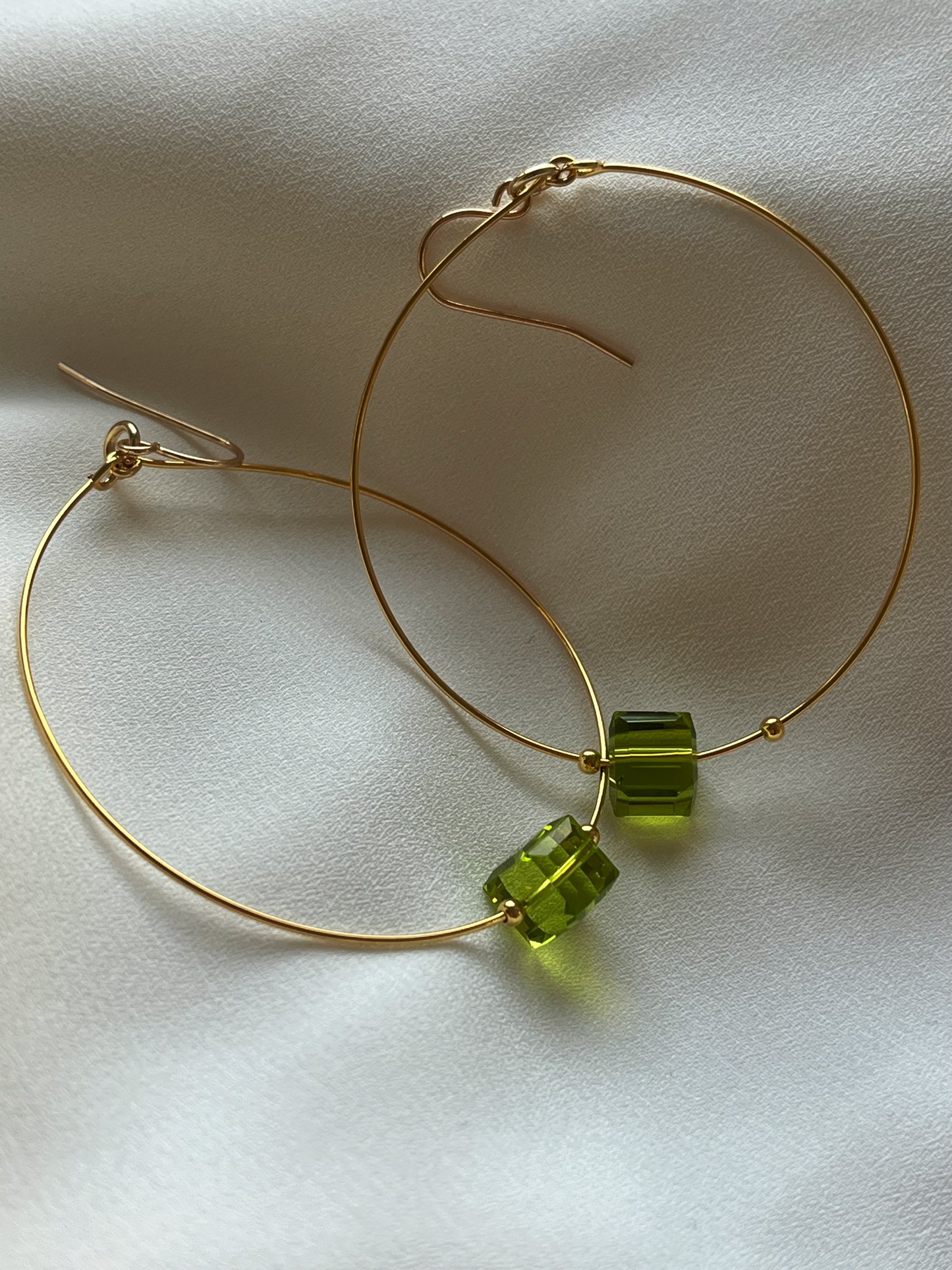Glass Cube Gold Hoops - Kybalion Jewellery