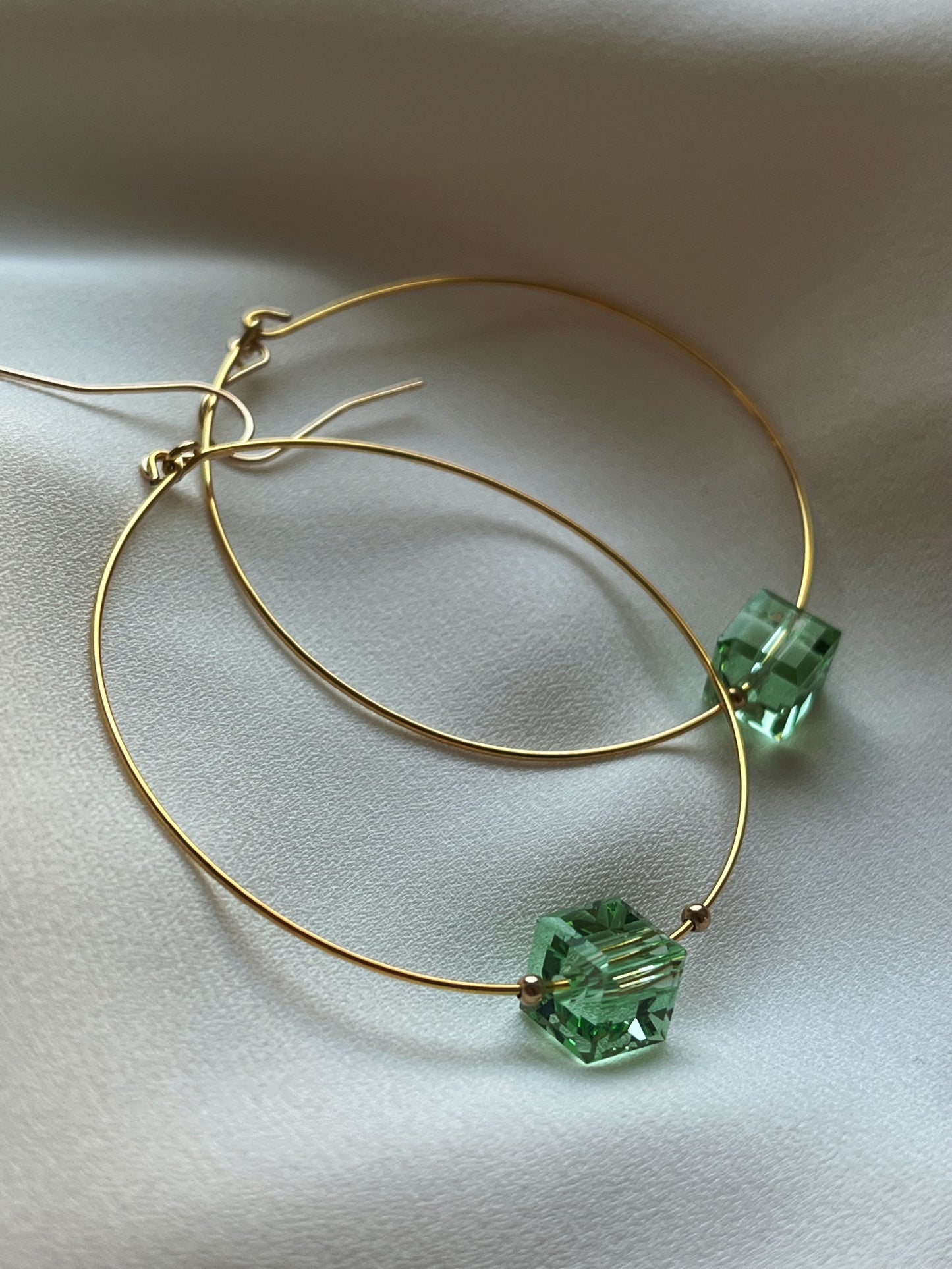 Glass Cube Gold Hoops - Kybalion Jewellery