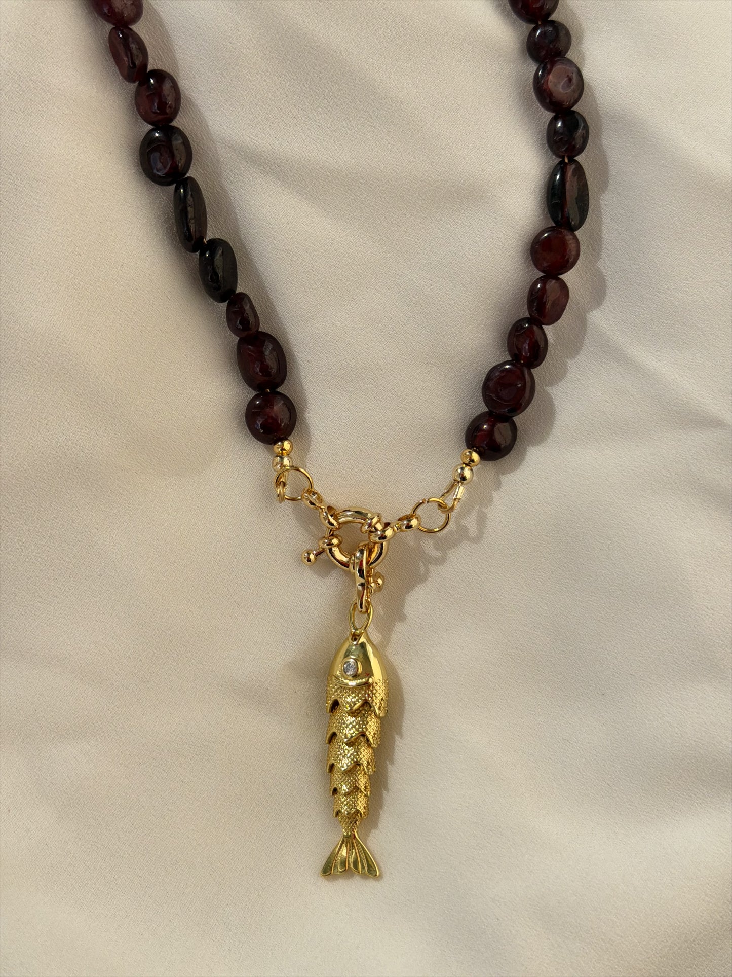 Red Garnet Fish Necklace