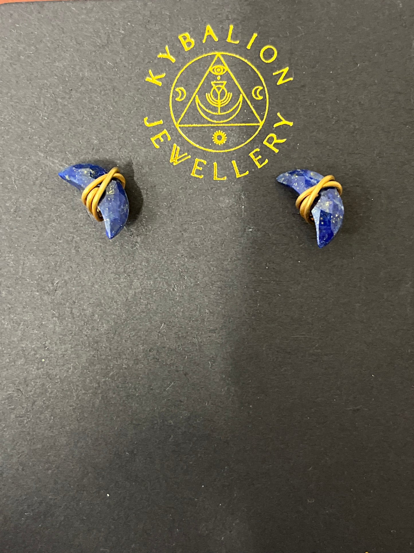 Gemstone Moon studs - Malachite/Moonstone