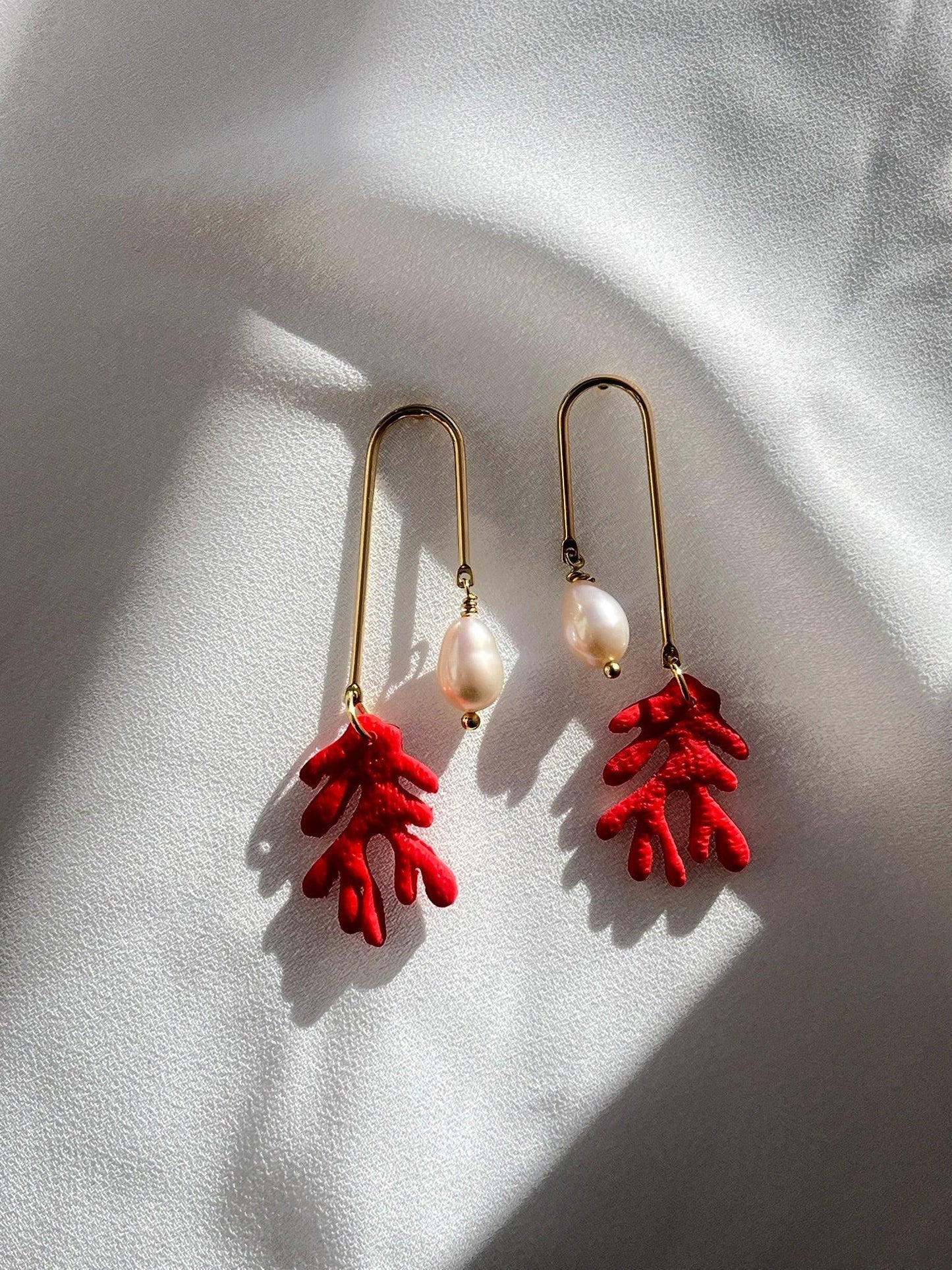 Coral Pearl Earrings