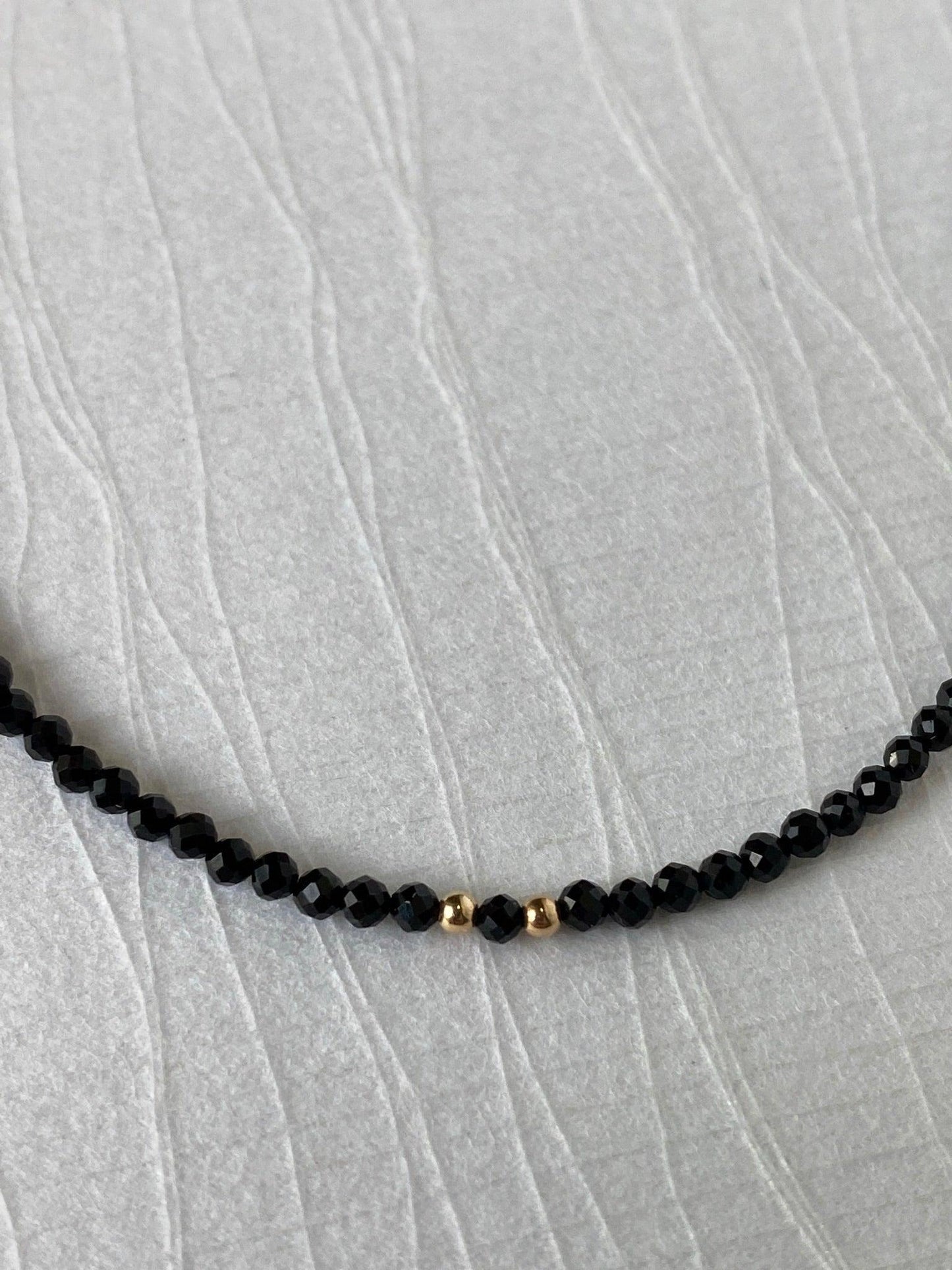 Dainty Black Tourmaline Beaded Necklace - Kybalion Jewellery