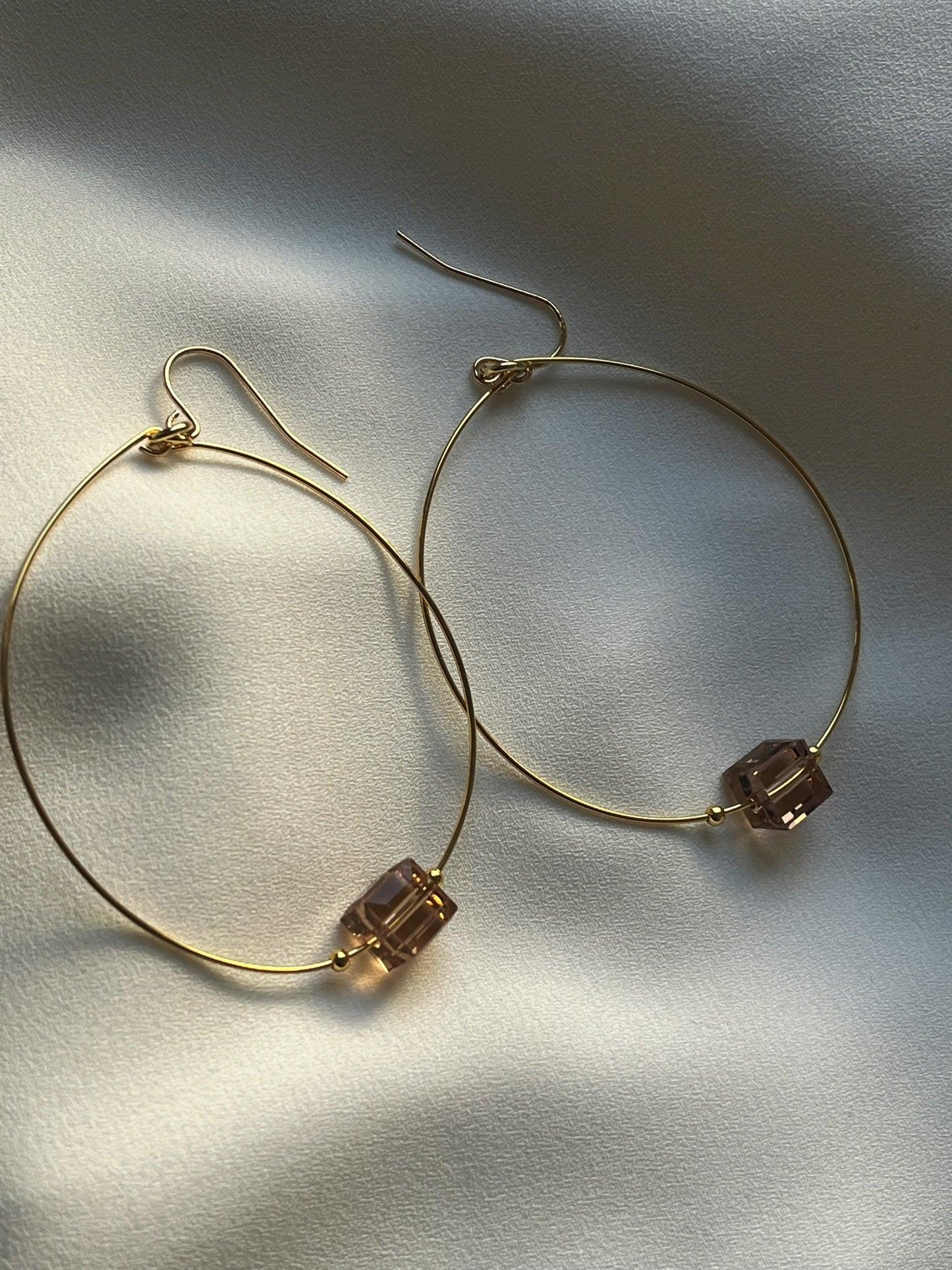 Glass Cube Gold Hoops - Kybalion Jewellery