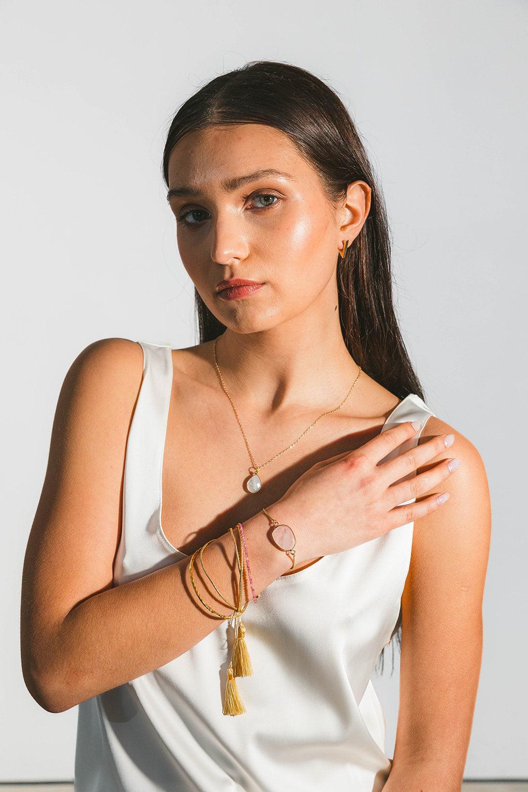 Gold Bead Bracelet with Fringe - Kybalion Jewellery