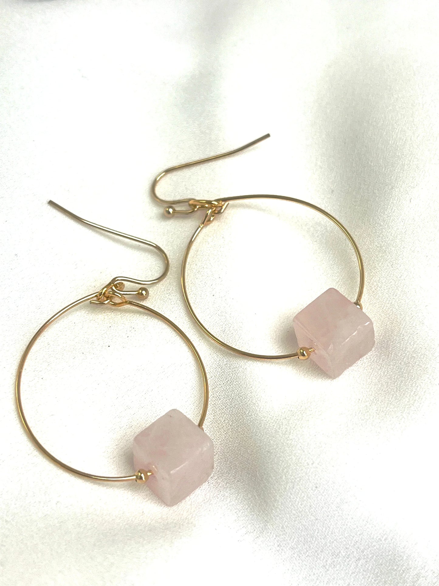 Rose Quartz Hoop Earrings - Kybalion Jewellery