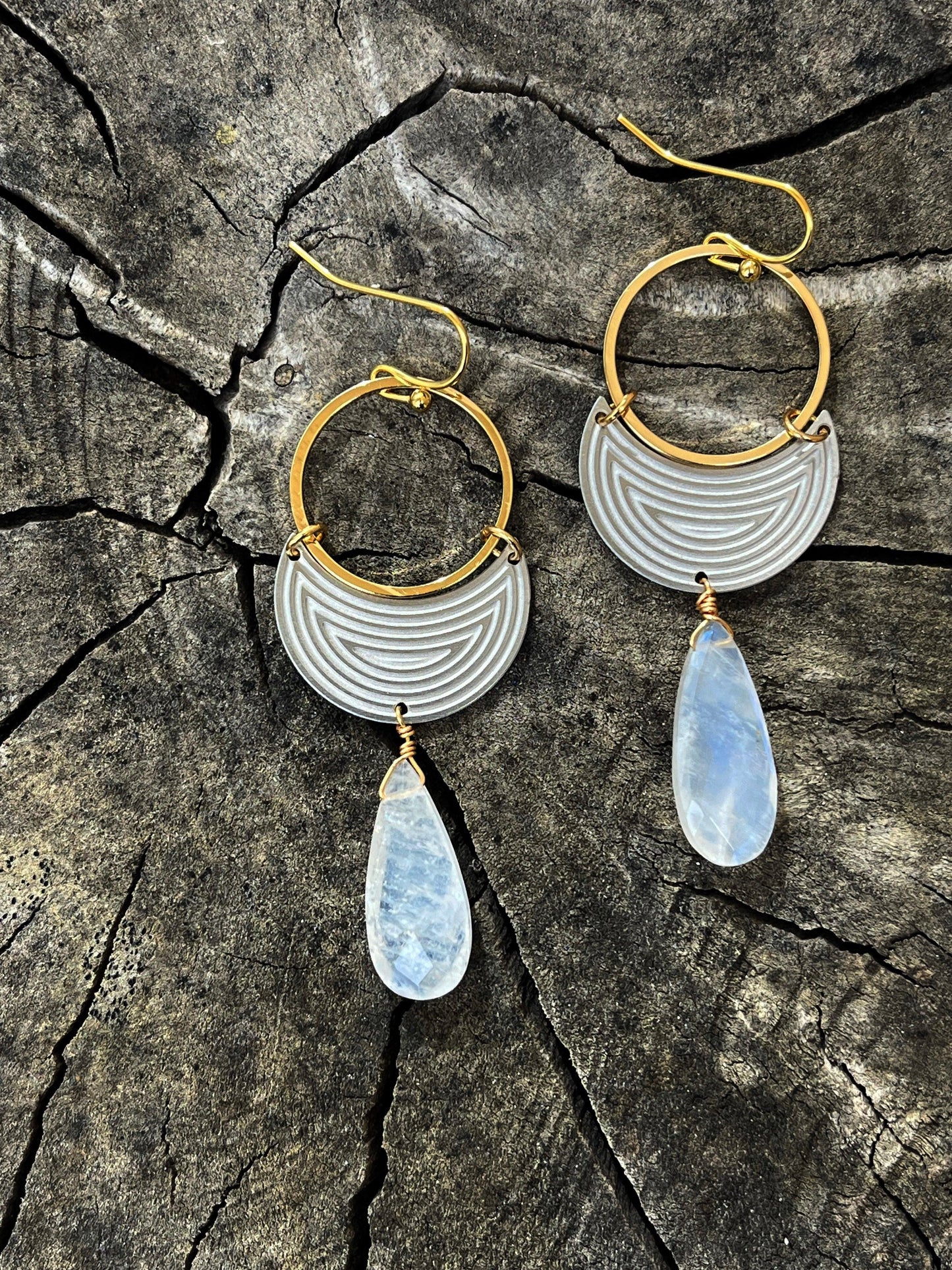 Selene Earrings - Moonstone & Tourmaline - LIMITED EDITION - Kybalion Jewellery