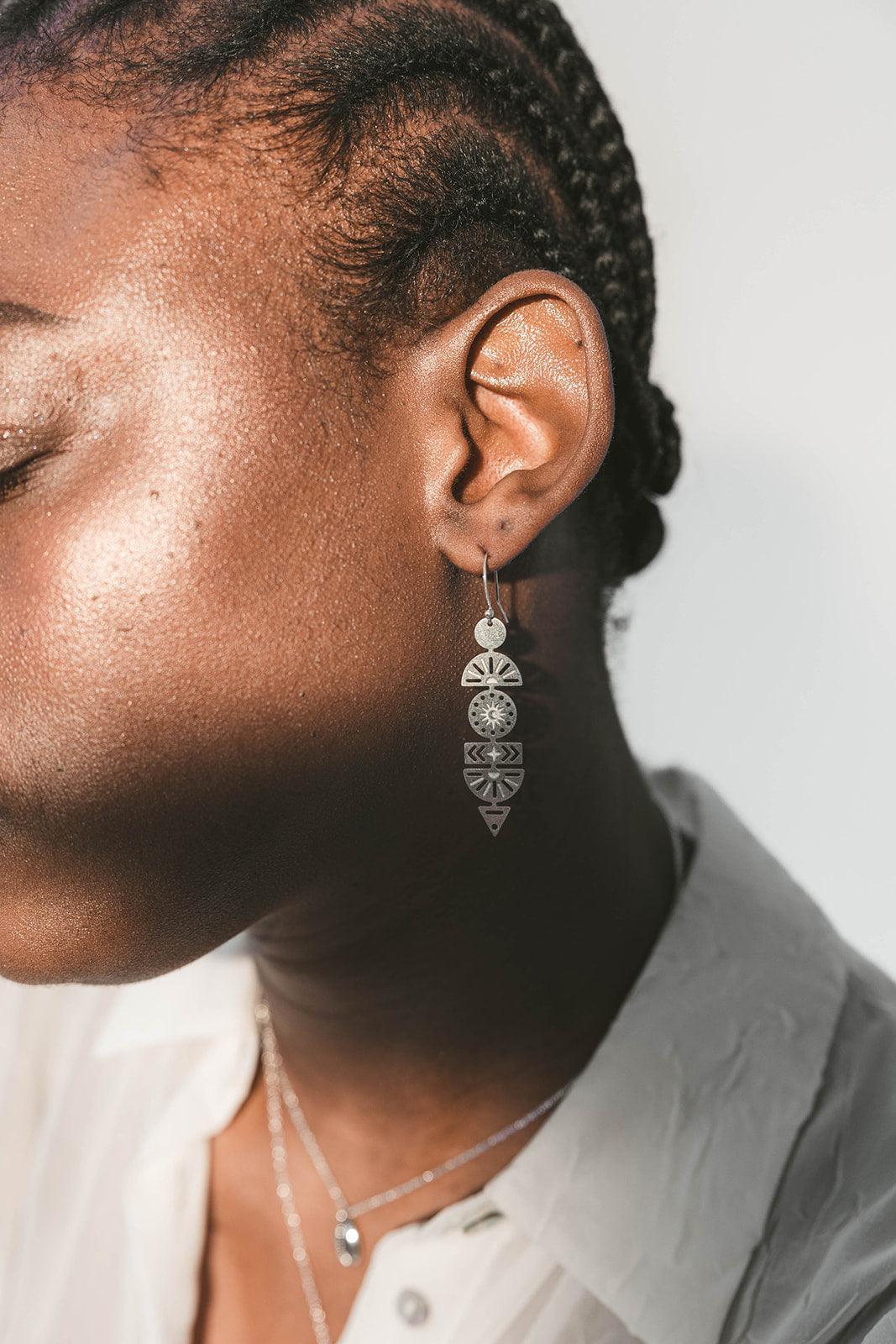 Silver Inca Earrings - Kybalion Jewellery