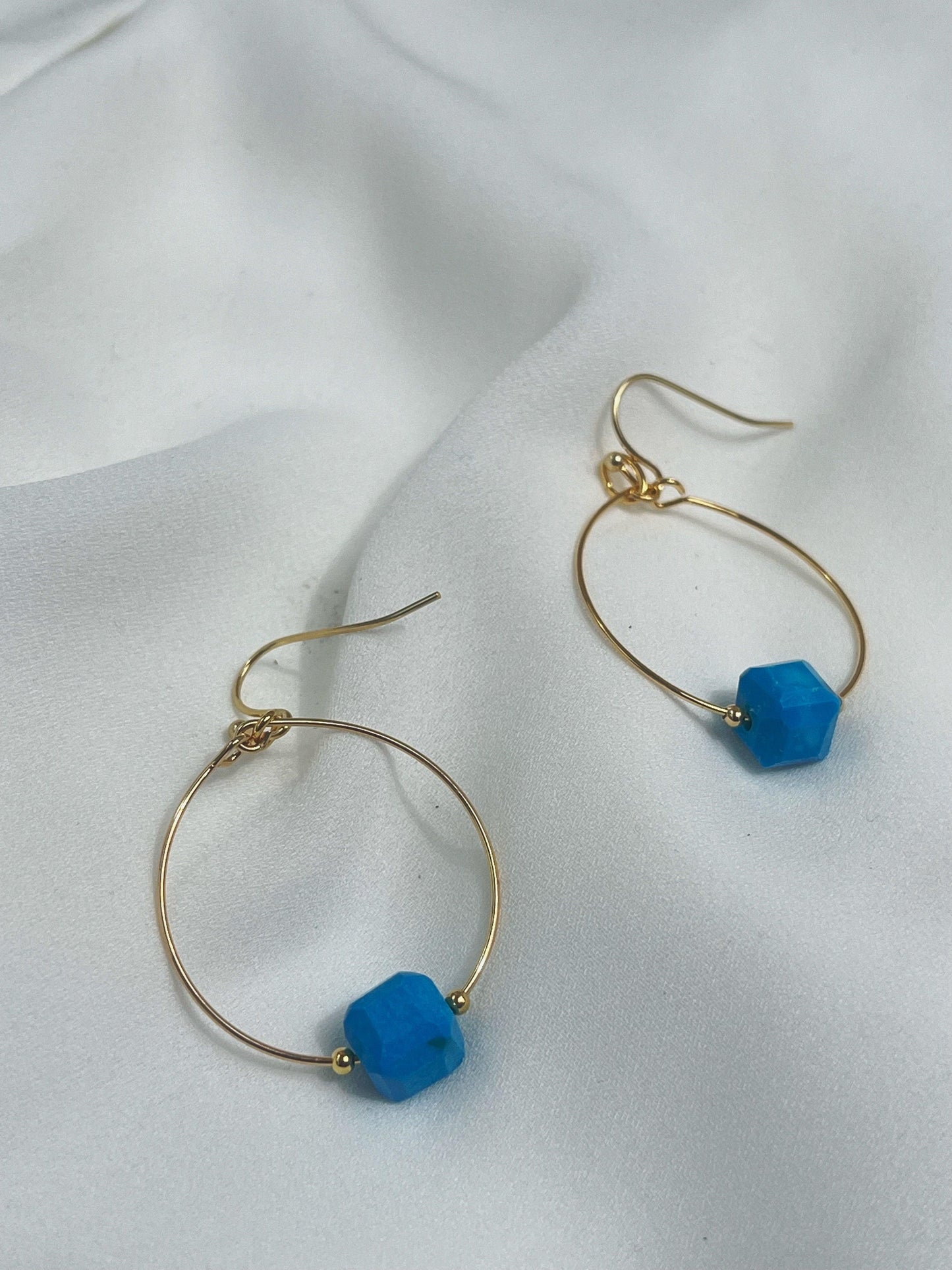 Turquoise Cube Hoops - Kybalion Jewellery