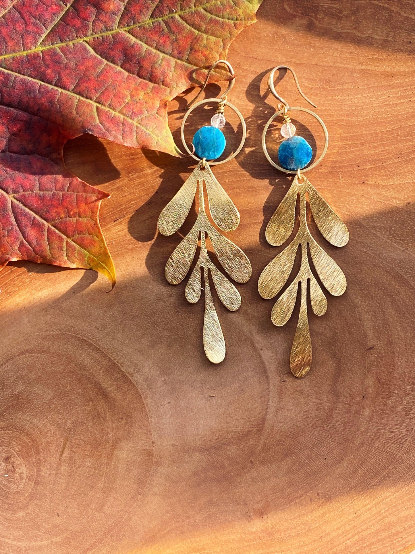 Apatite Leaf Earrings - Kybalion Jewellery