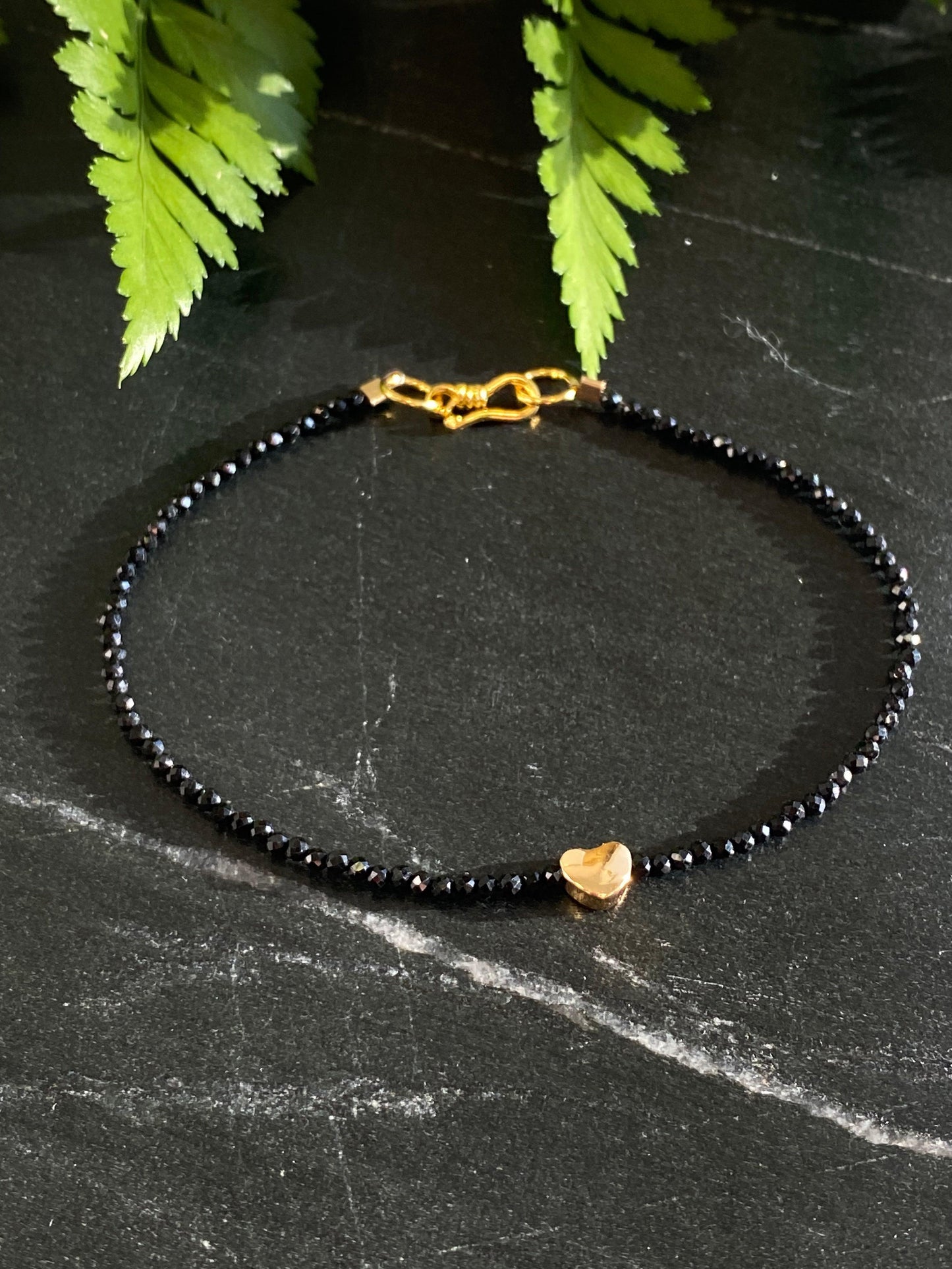 Black Tourmaline Heart Bracelet - Kybalion Jewellery