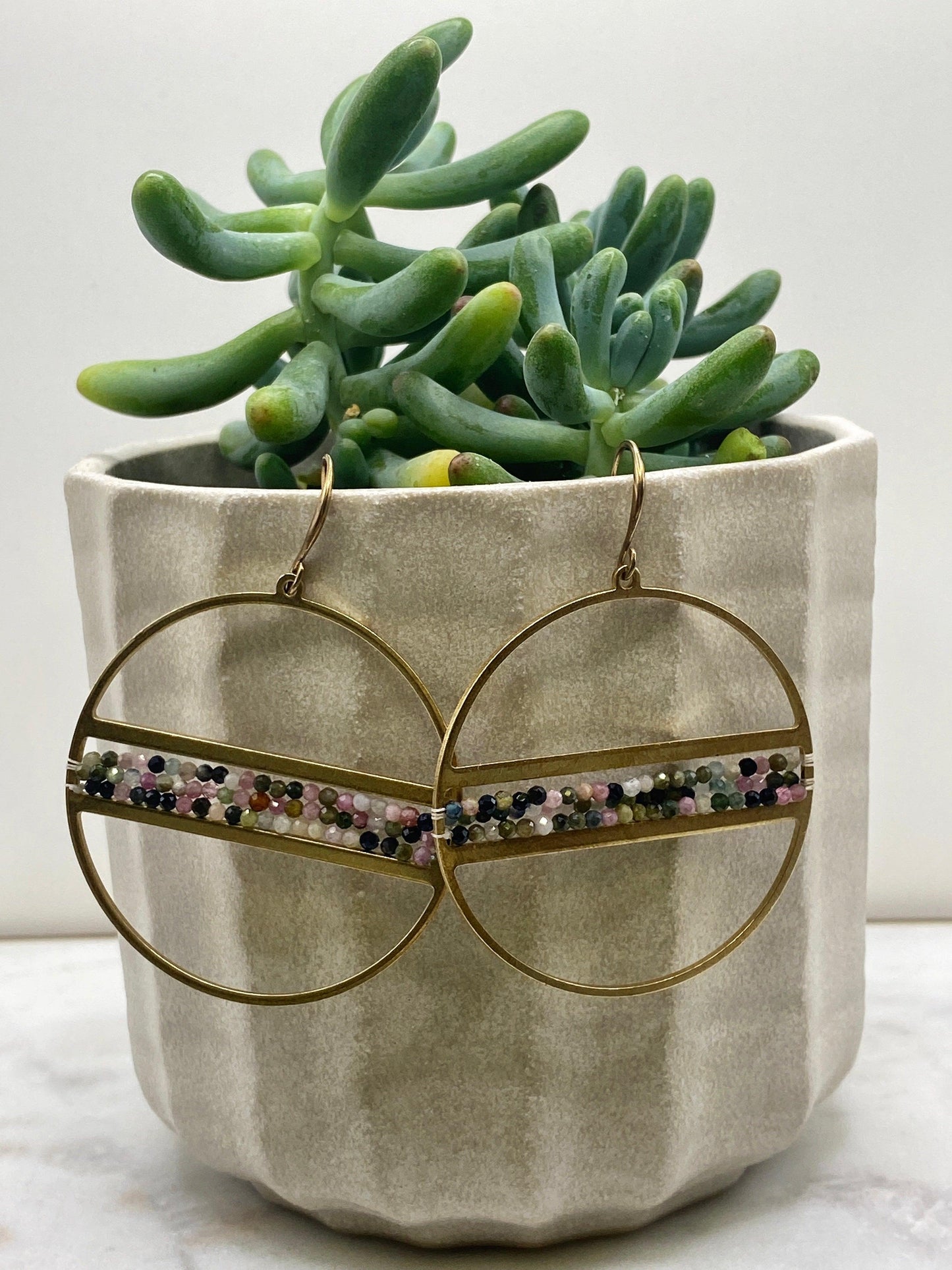 Malachite and Jade Hoops - Handwoven - Kybalion Jewellery