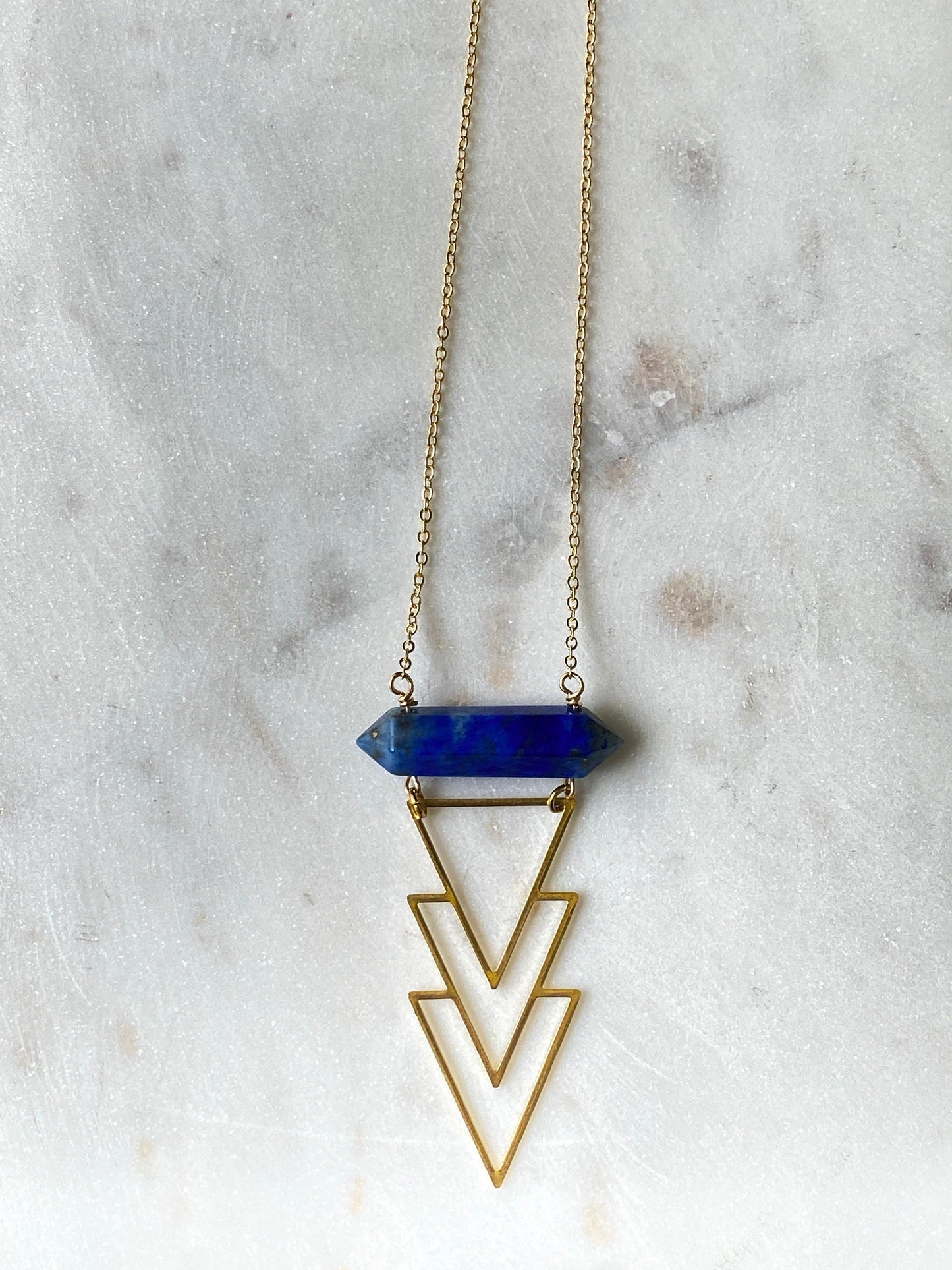 Pharaoh Necklace - Blue Lapis with Sacred Geometry Symbol - Kybalion Jewellery