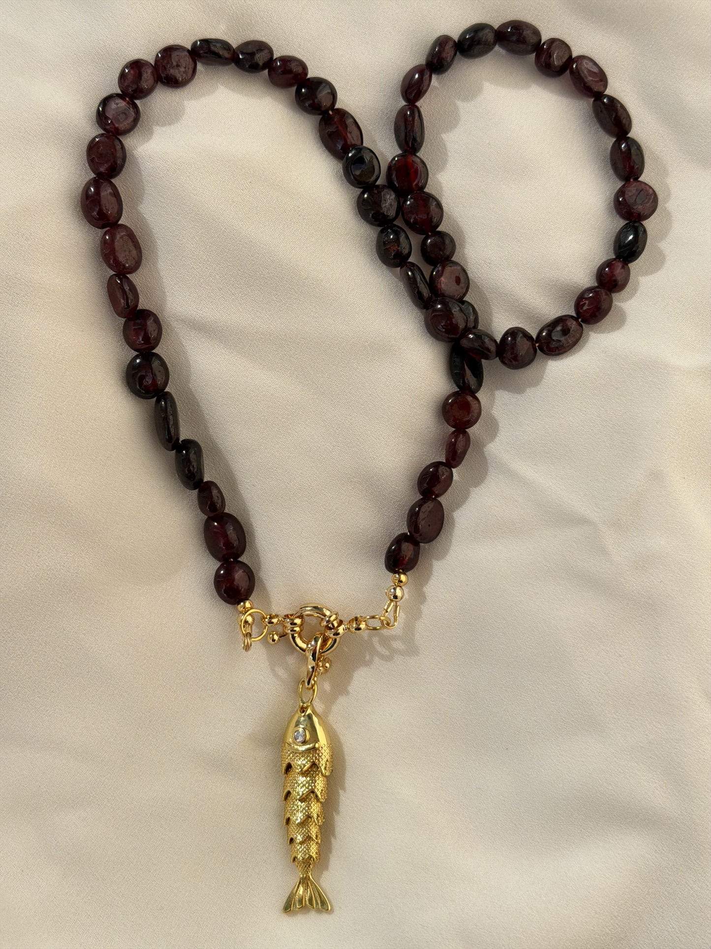 Red Garnet Fish Necklace