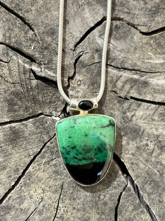 Maw Sit Sit/ Jade-Albite Pendant Sterling Silver