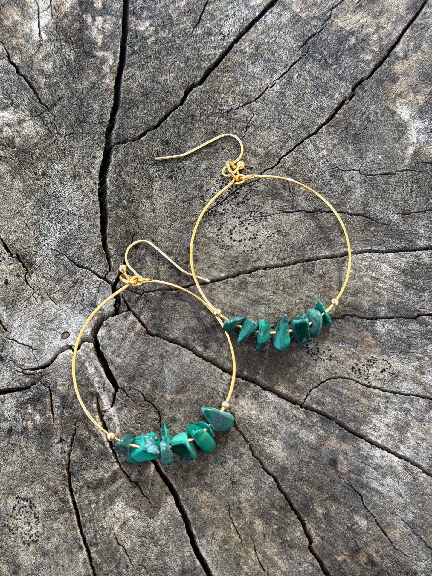 Green Malachite hoop Earrings
