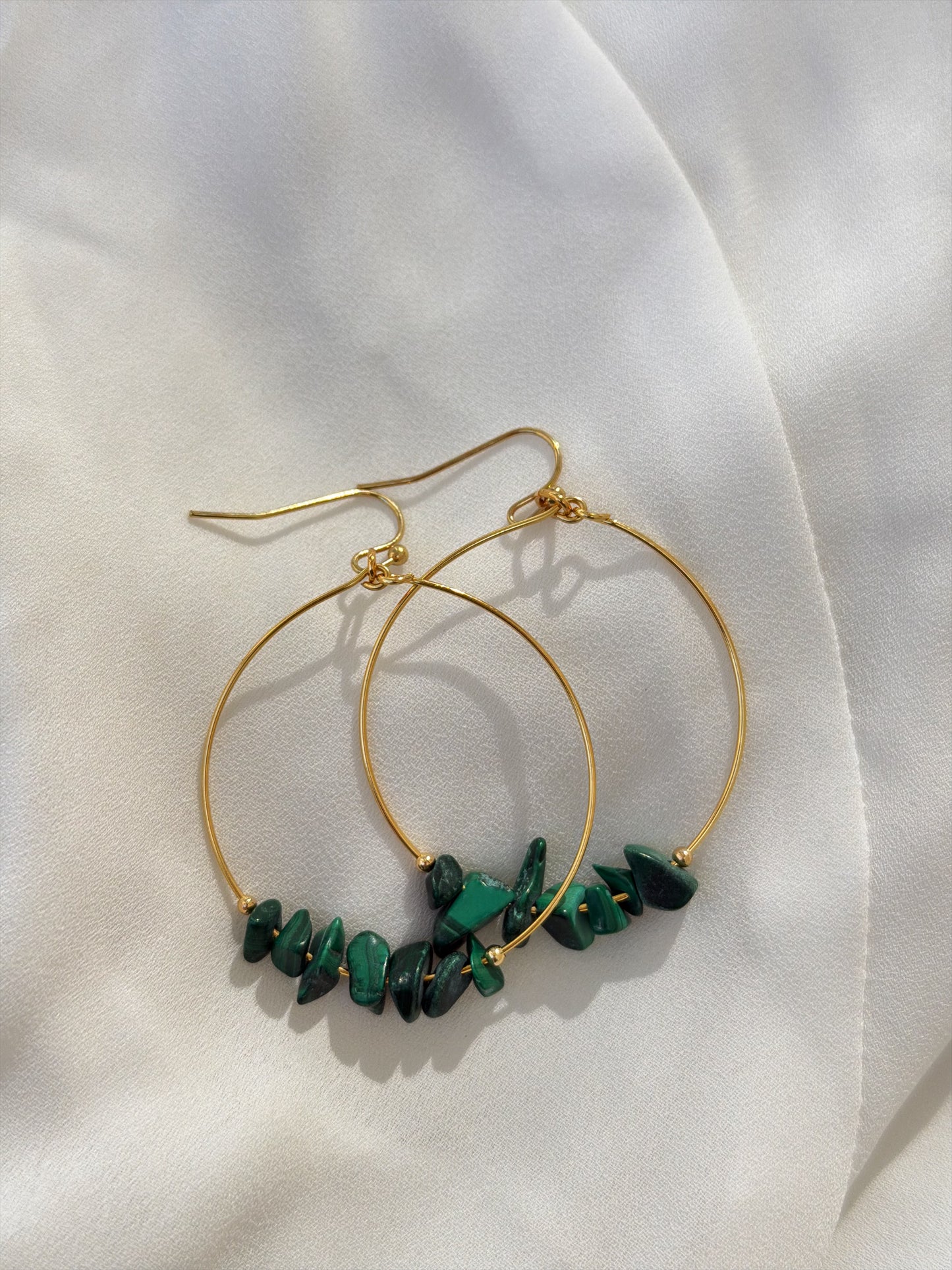 Green Malachite hoop Earrings