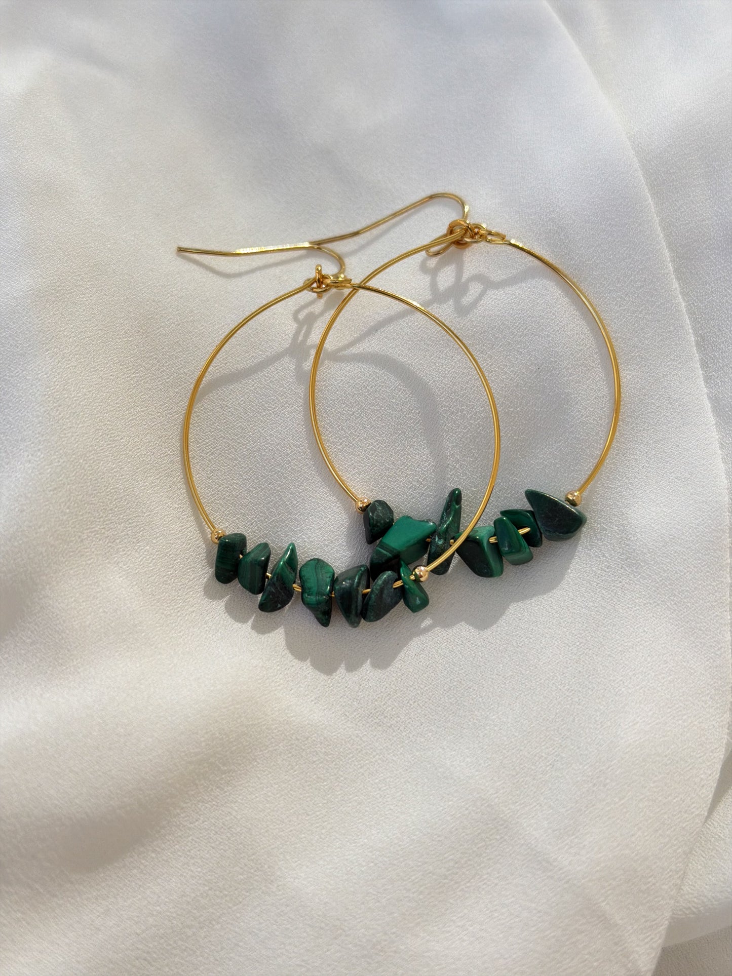 Green Malachite hoop Earrings