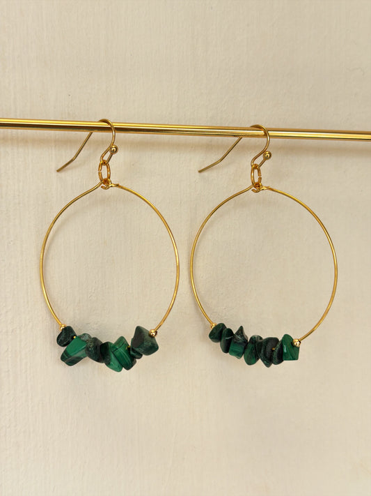 Green Malachite hoop Earrings