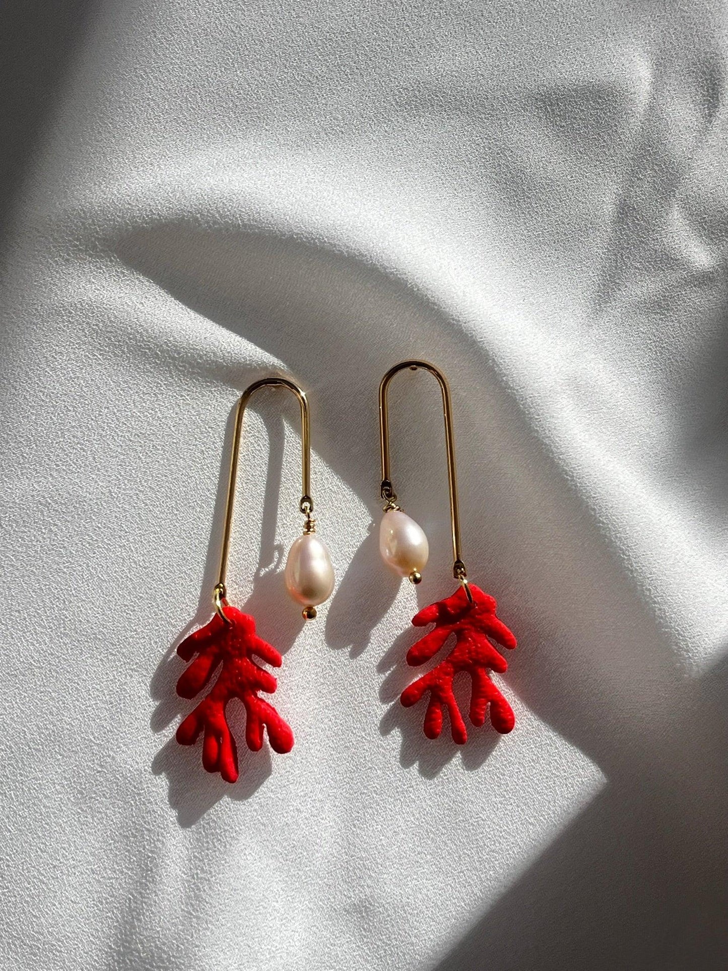 Coral Pearl Earrings