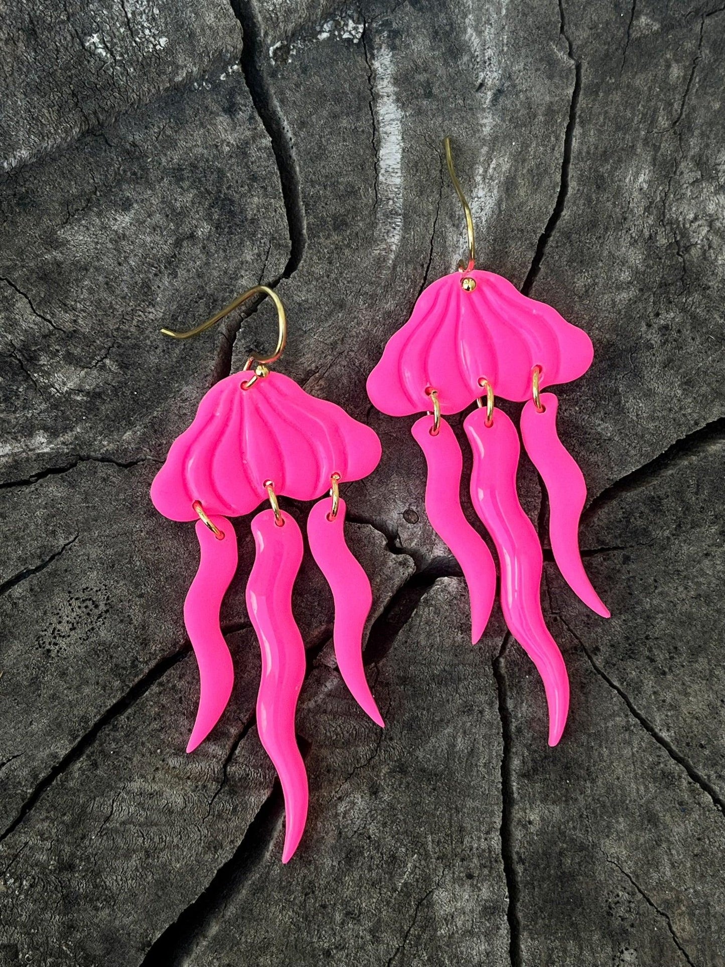 Jellyfish earrings - Neon Pink