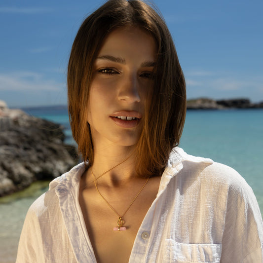 Gemstone T Bar Necklace