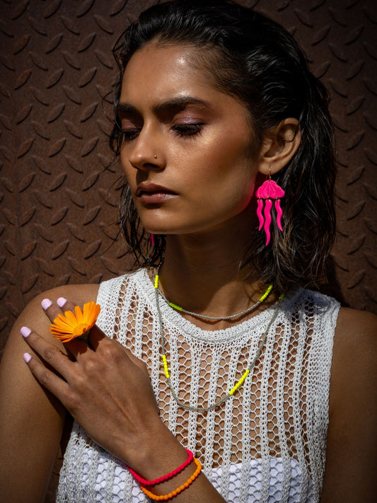 Jellyfish earrings - Neon Pink