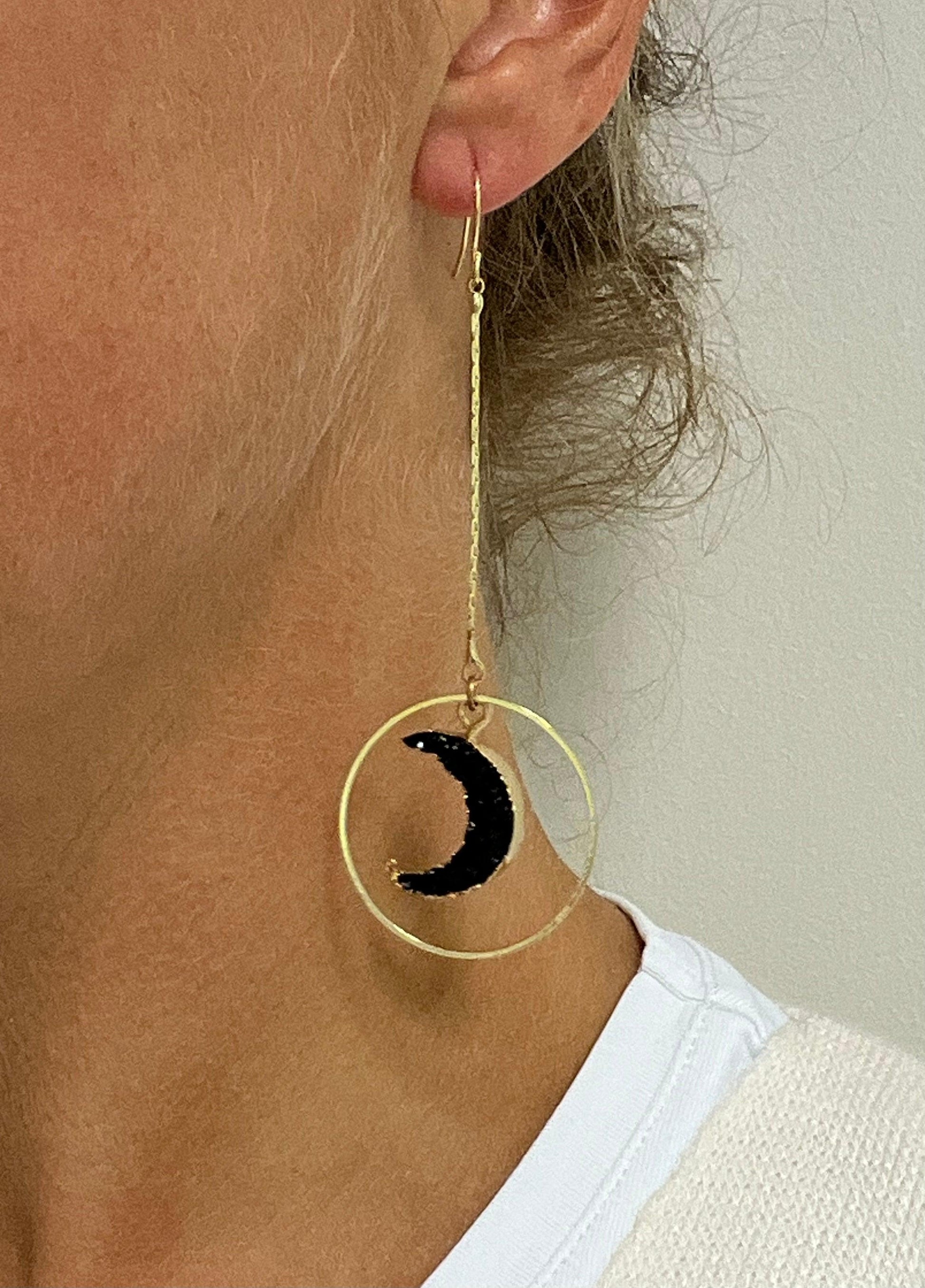 Black Druzy Moons - Kybalion Jewellery