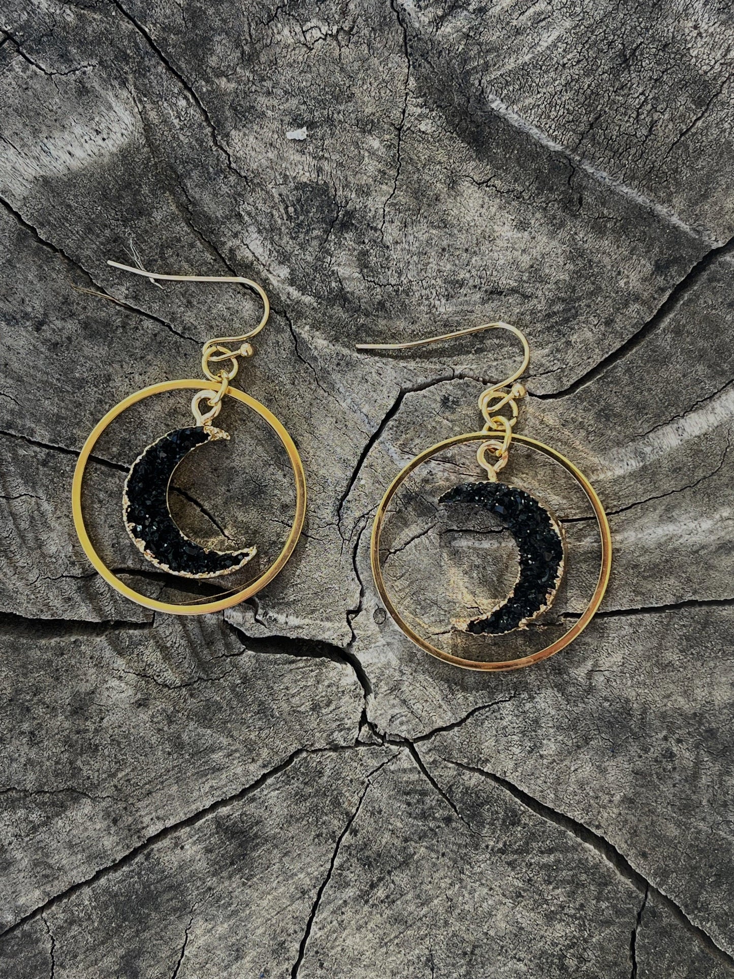 Black Druzy Moons - Kybalion Jewellery