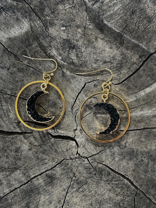 Black Druzy Moons - Kybalion Jewellery
