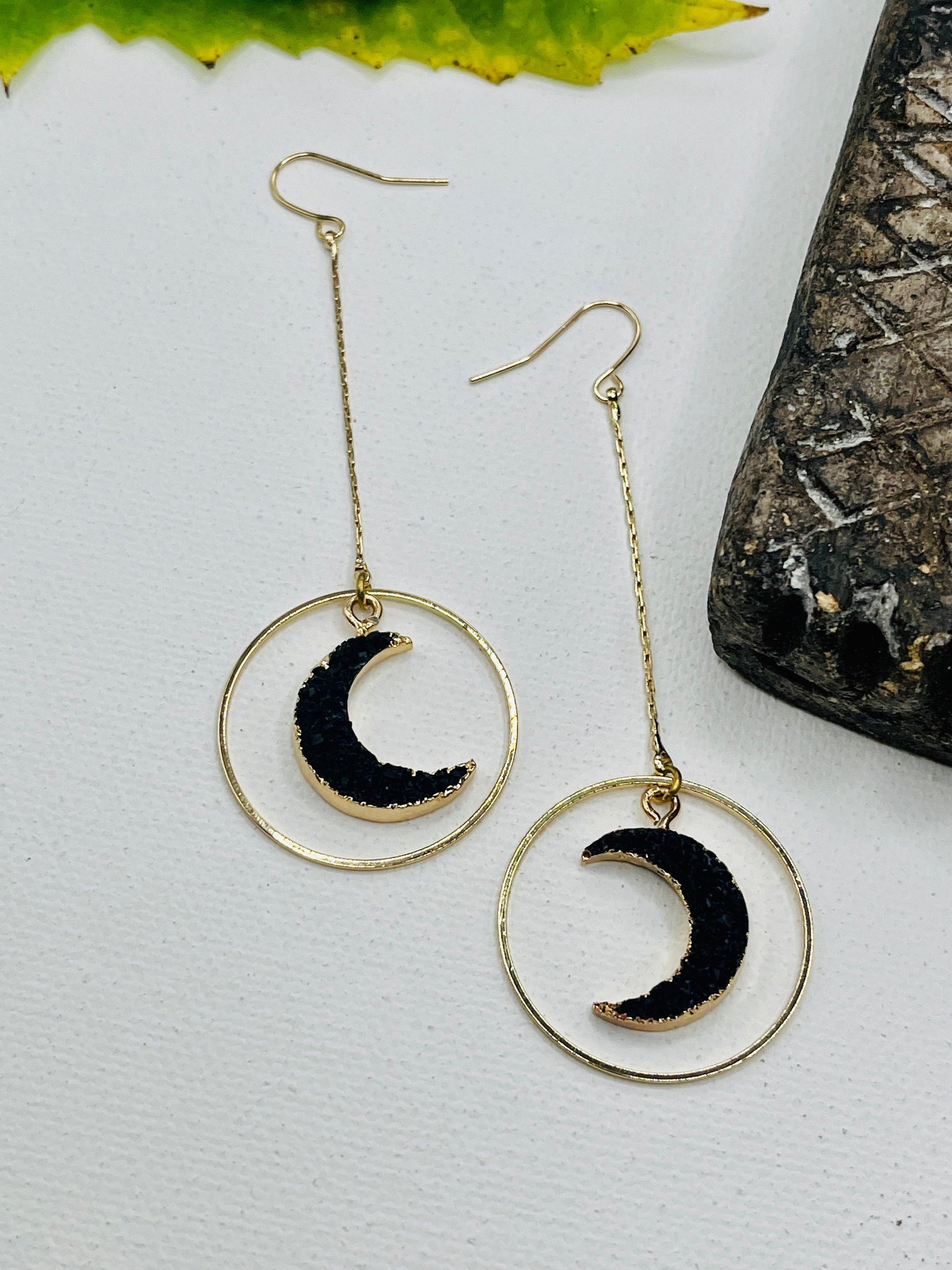 Black Druzy Moons - Kybalion Jewellery