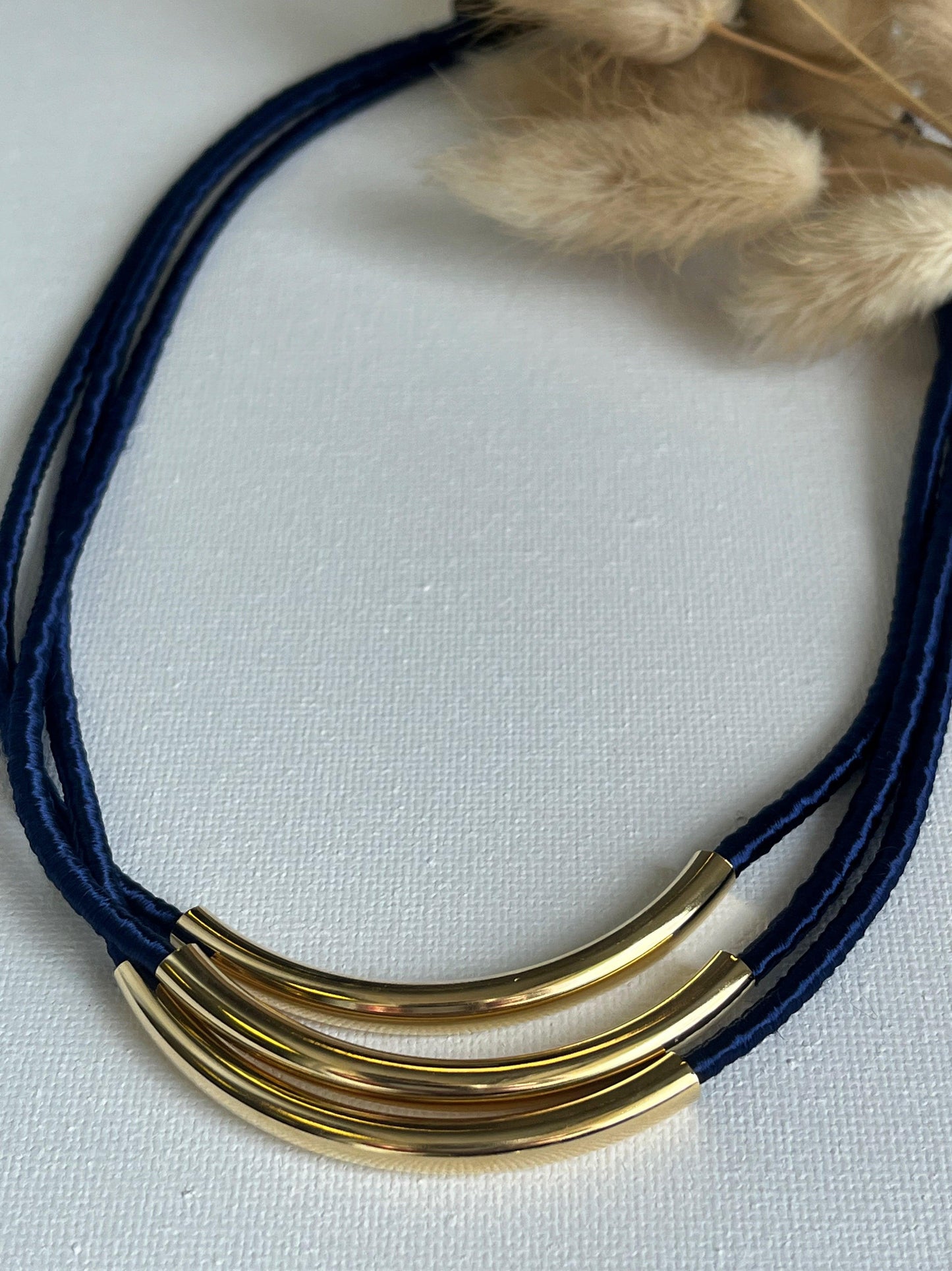 Blue Silk Cord necklace - Multistrand - Kybalion Jewellery