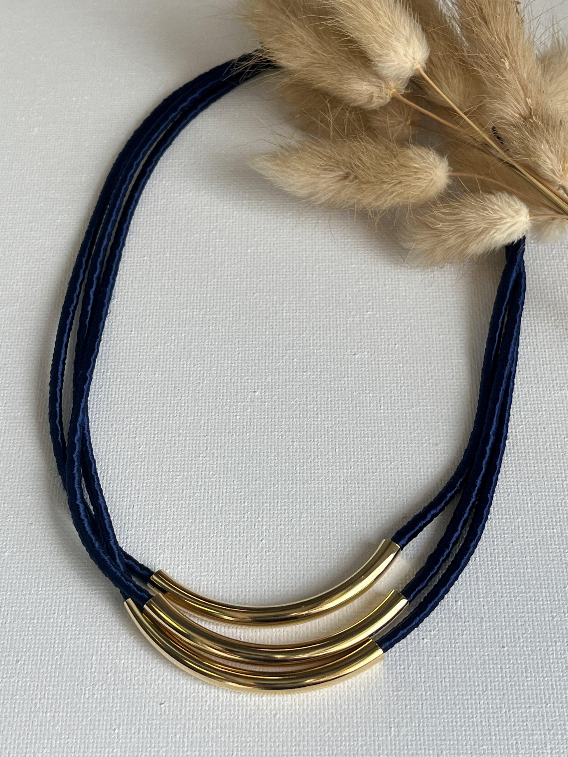 Blue Silk Cord necklace - Multistrand - Kybalion Jewellery