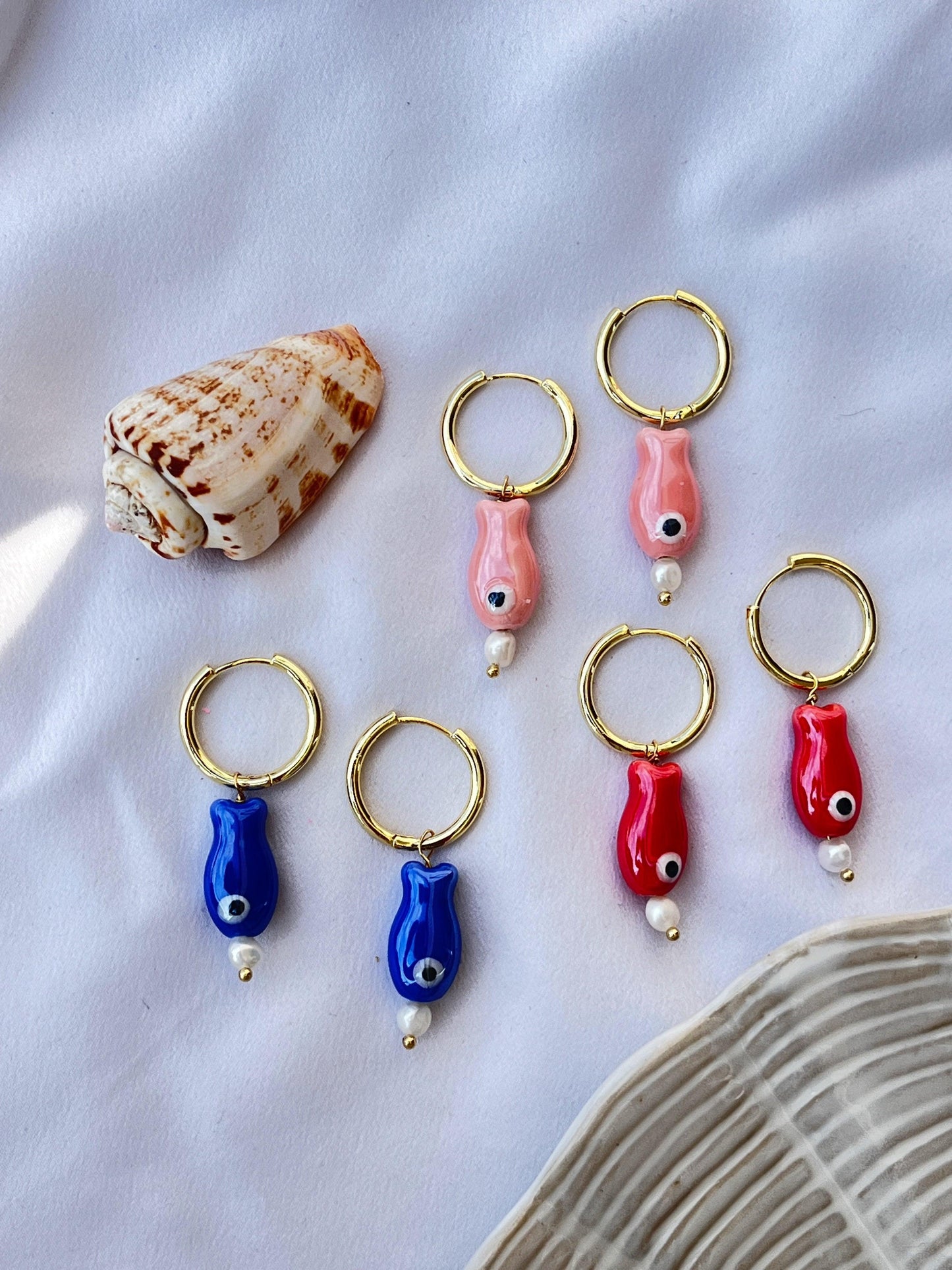 Ceramic fish huggies - Kybalion Jewellery