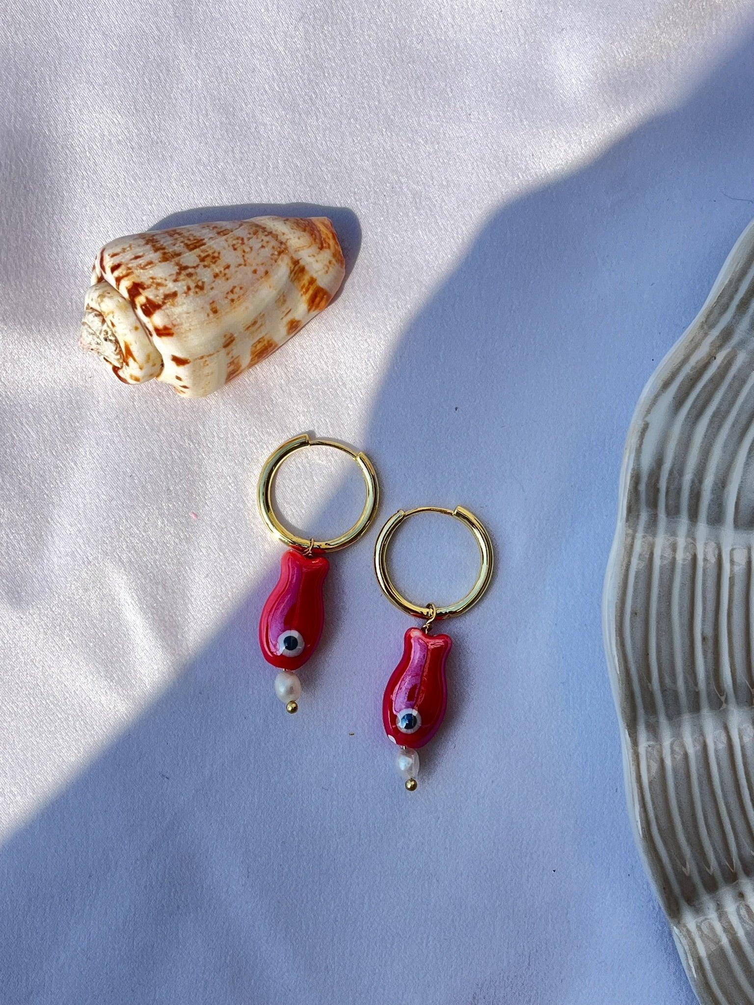 Ceramic fish huggies - Kybalion Jewellery
