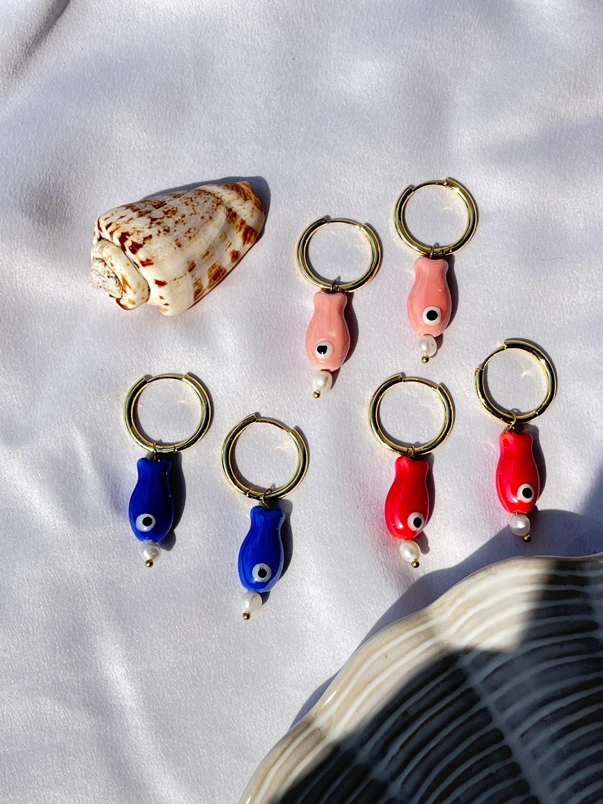 Ceramic fish huggies - Kybalion Jewellery