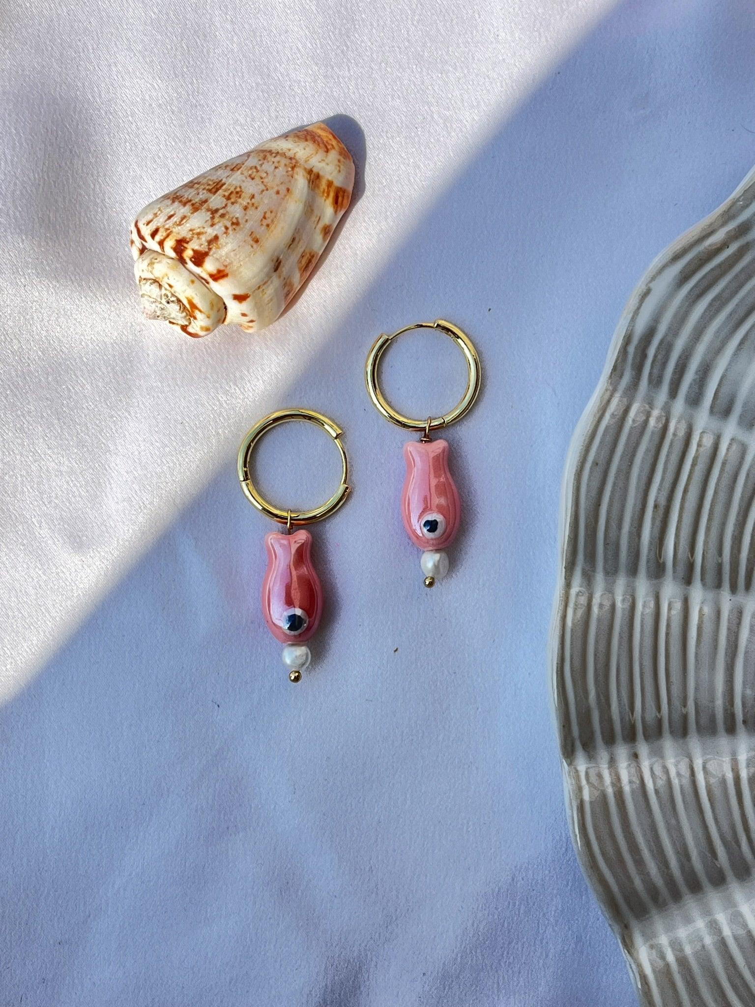 Ceramic fish huggies - Kybalion Jewellery