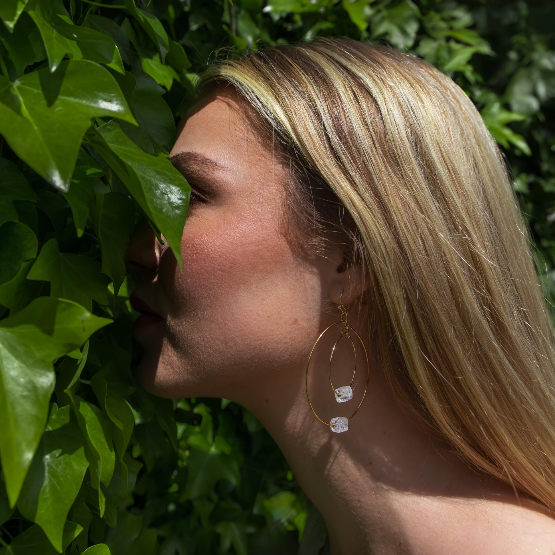 Clear Quartz Double Hoop - Kybalion Jewellery