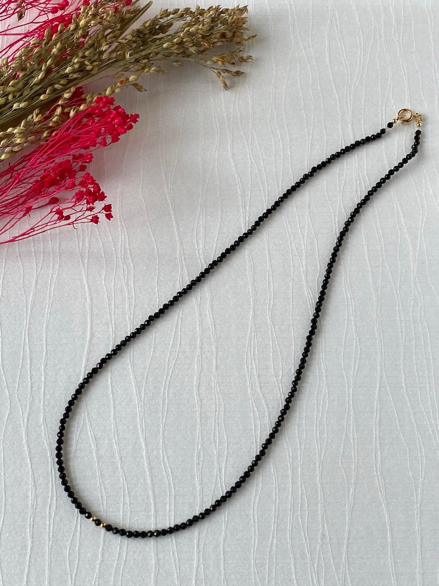 Dainty Black Tourmaline Beaded Necklace - Kybalion Jewellery