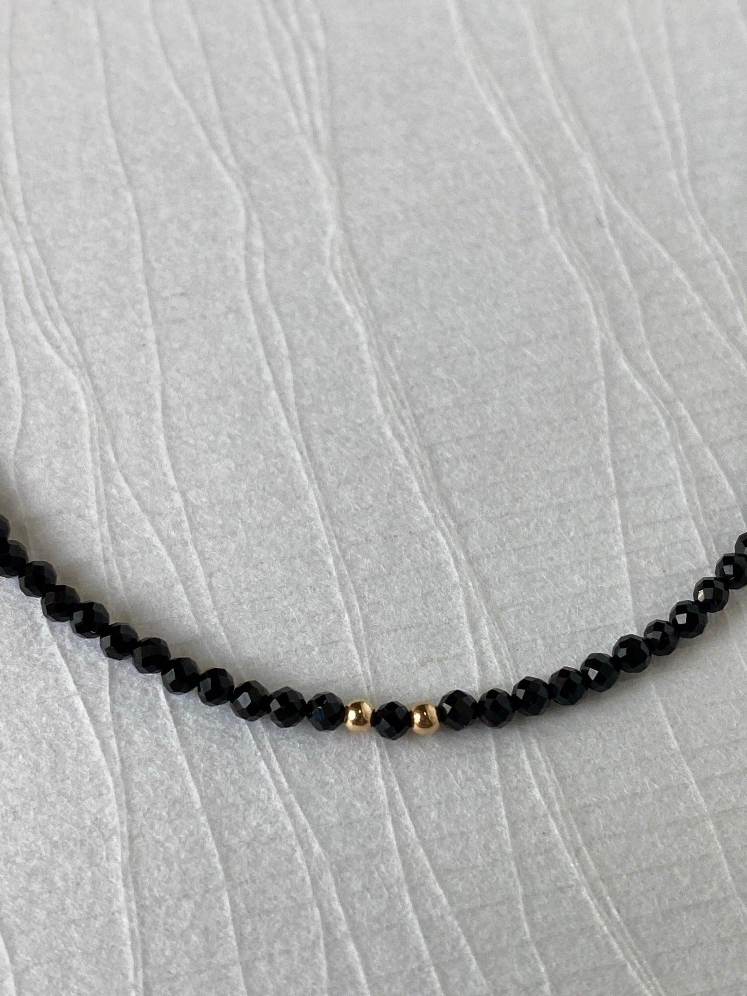 Dainty Black Tourmaline Beaded Necklace - Kybalion Jewellery