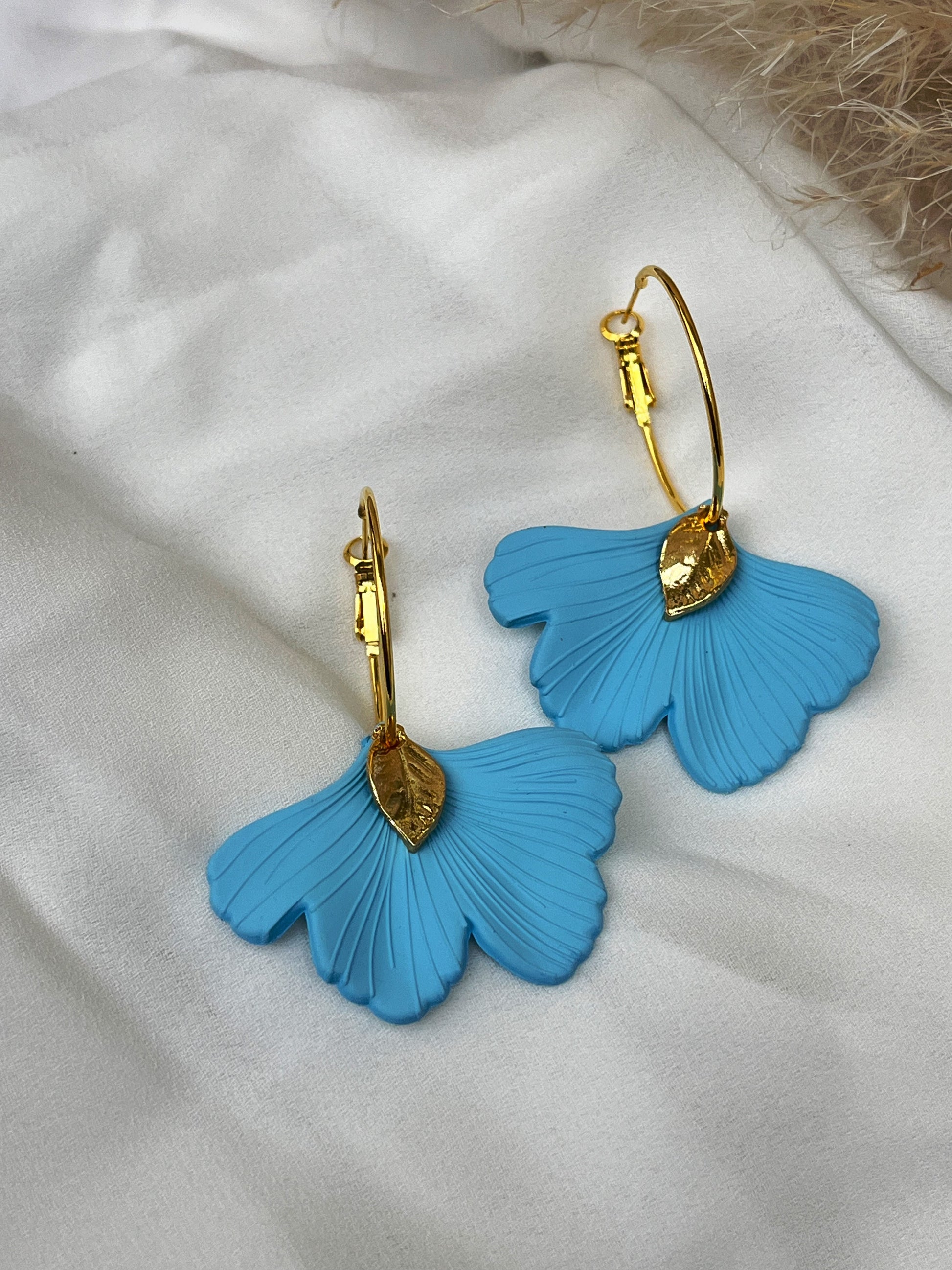 Gingko Leaf Hoops - Various Colours - Kybalion Jewellery