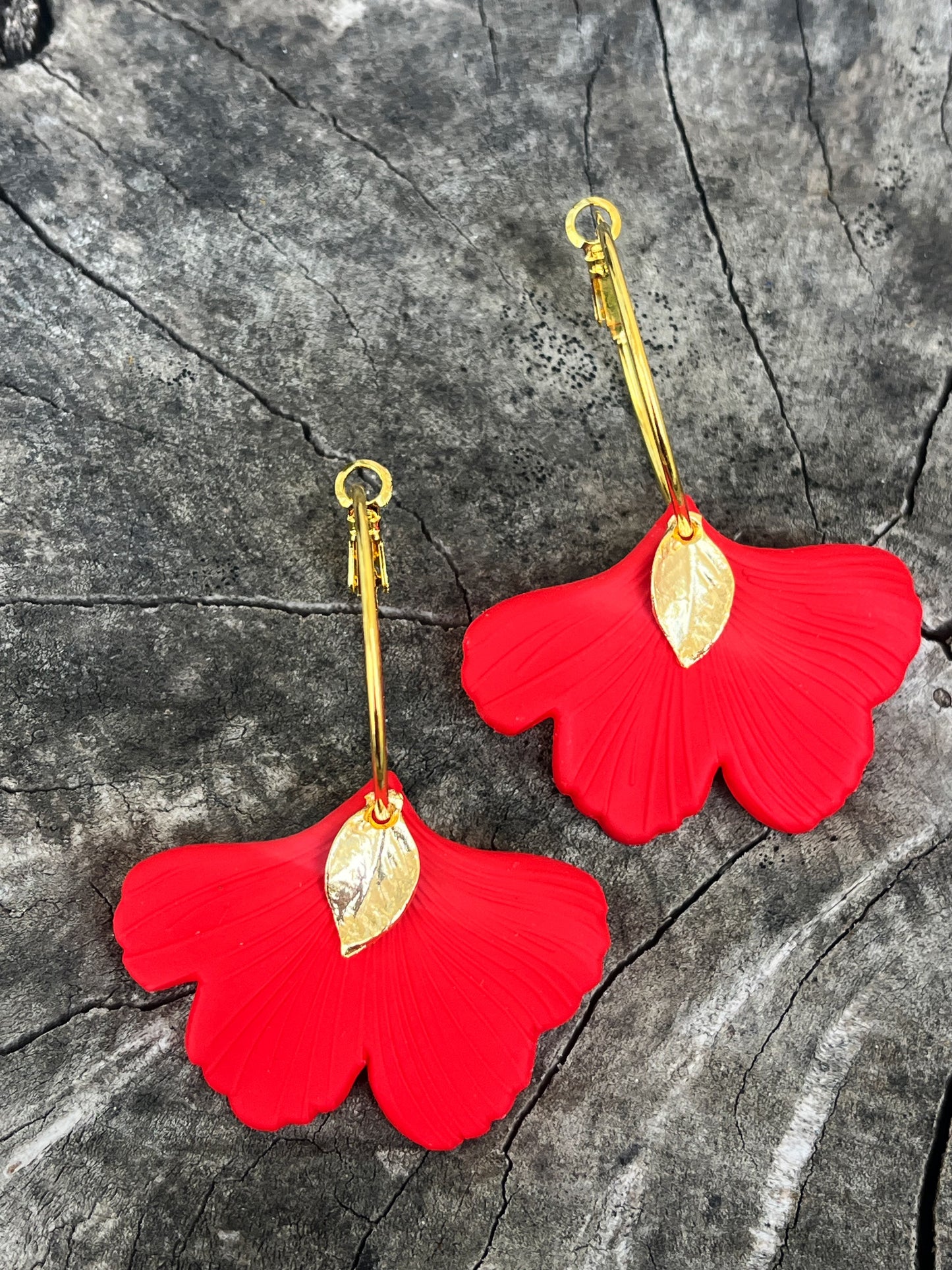 Gingko Leaf Hoops - Various Colours - Kybalion Jewellery