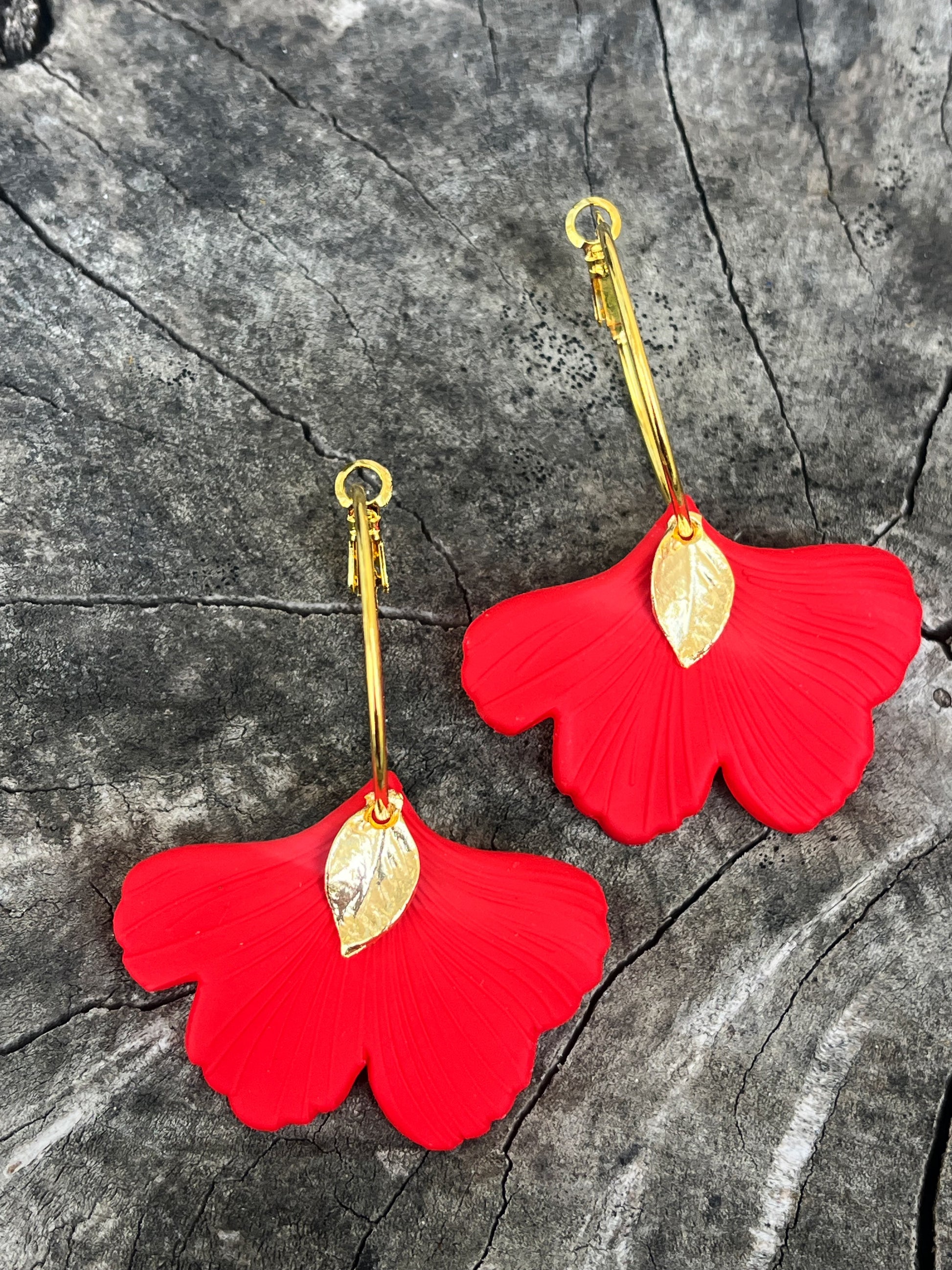 Gingko Leaf Hoops - Various Colours - Kybalion Jewellery