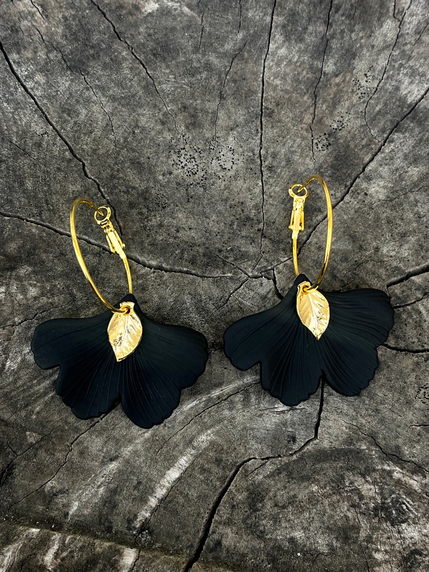 Gingko Leaf Hoops - Various Colours - Kybalion Jewellery