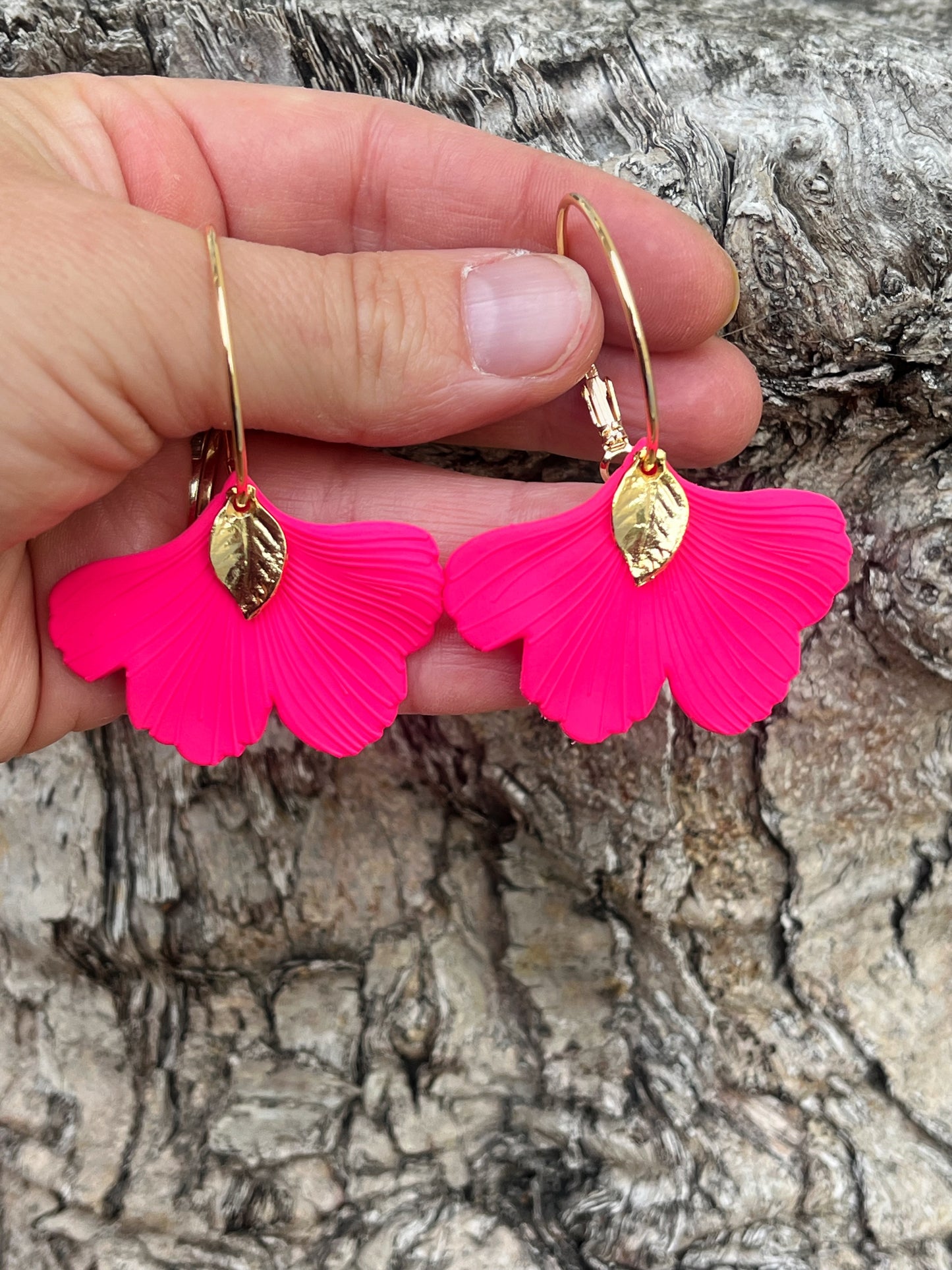 Gingko Leaf Hoops - Various Colours - Kybalion Jewellery