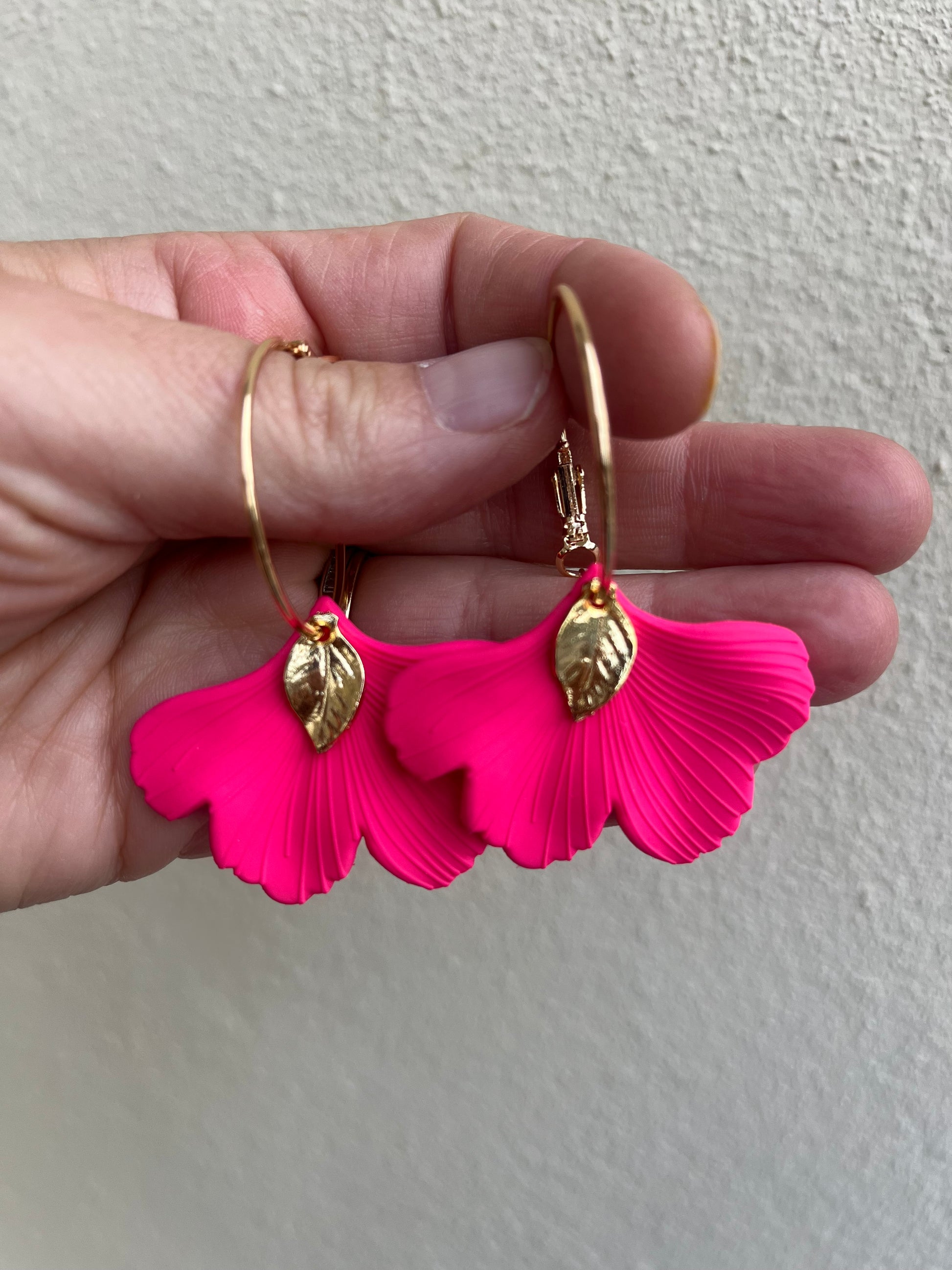 Gingko Leaf Hoops - Various Colours - Kybalion Jewellery