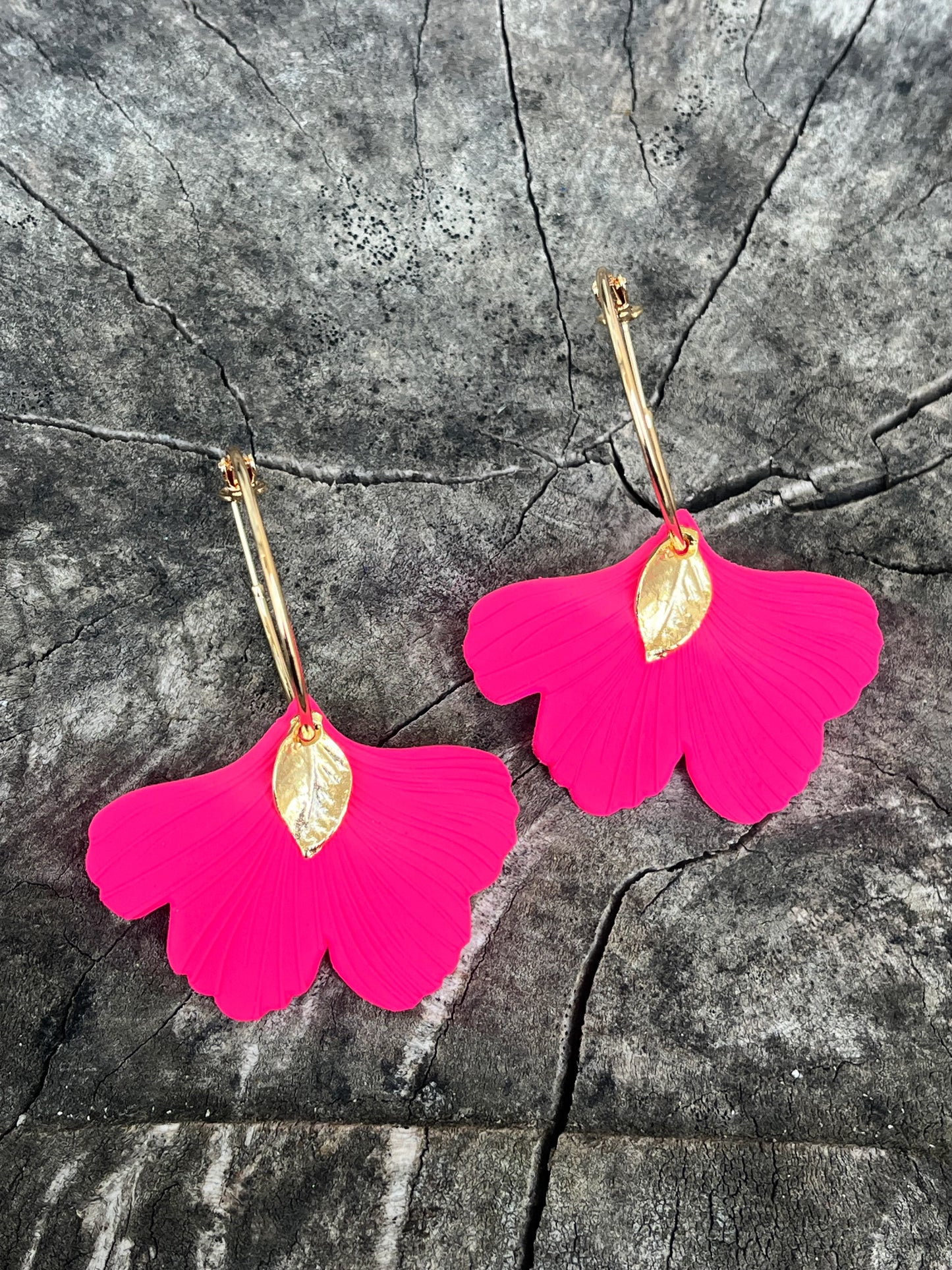 Gingko Leaf Hoops - Various Colours - Kybalion Jewellery