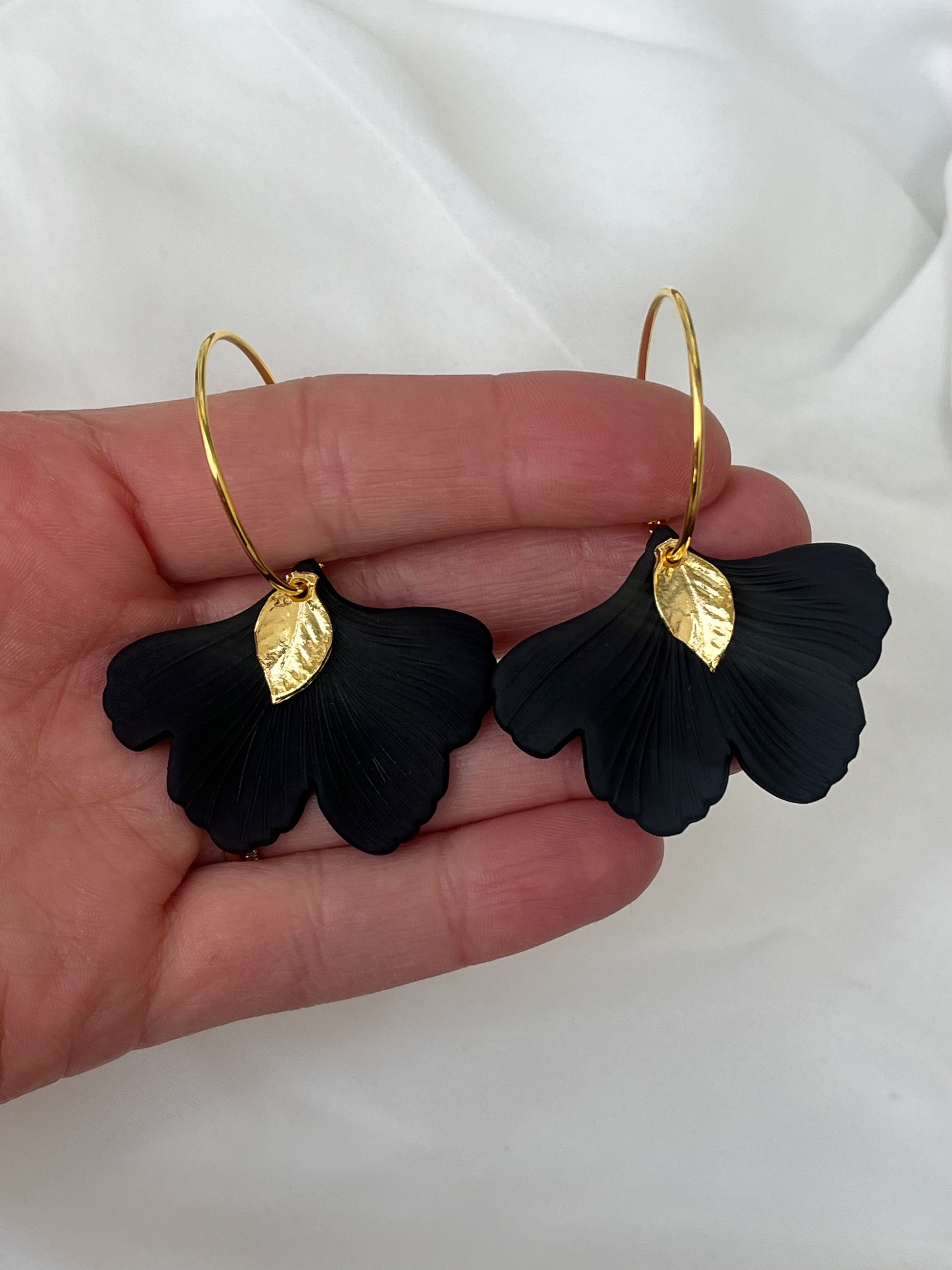 Gingko Leaf Hoops - Various Colours - Kybalion Jewellery