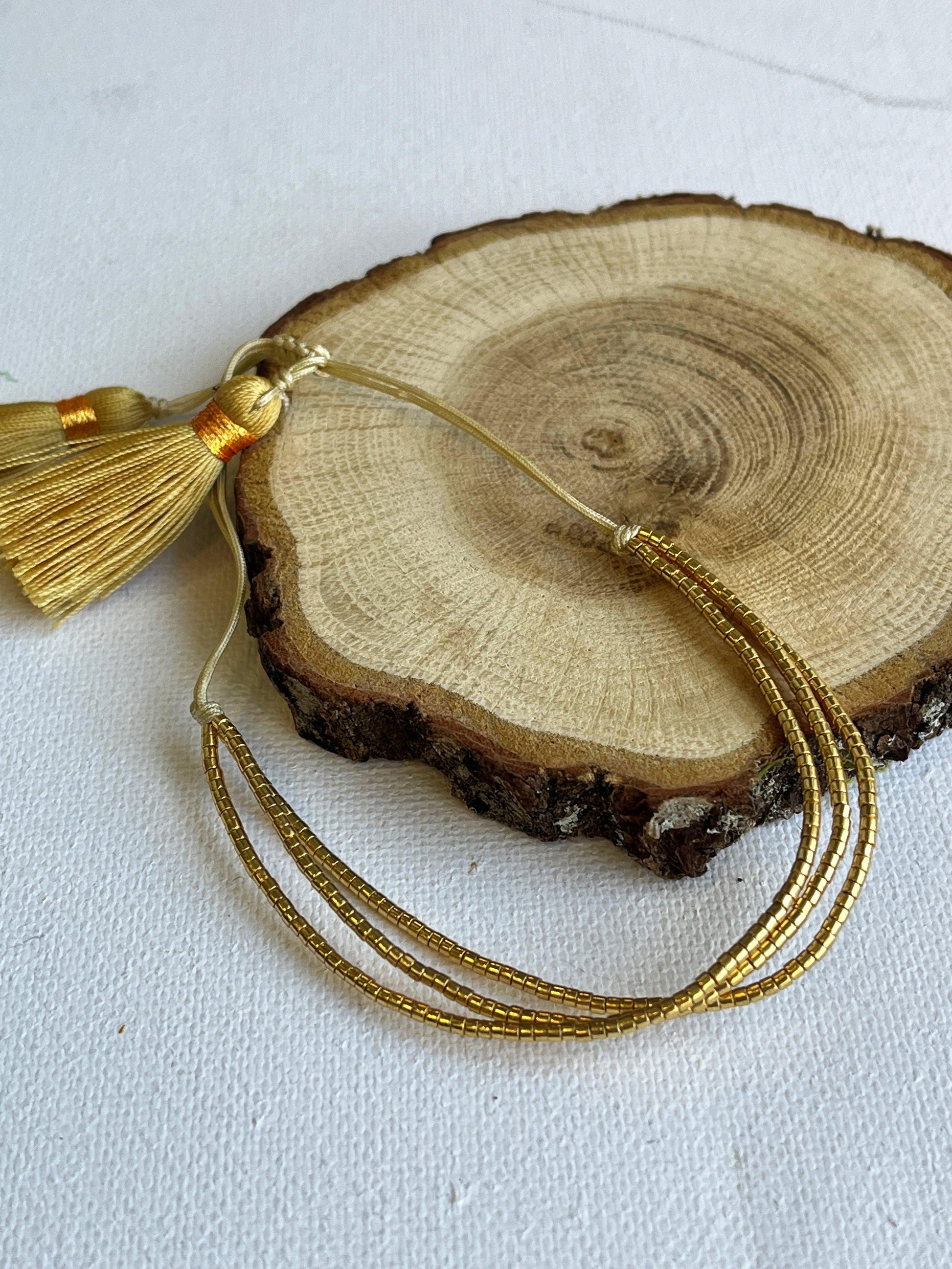 Gold Bead Bracelet with Fringe - Kybalion Jewellery